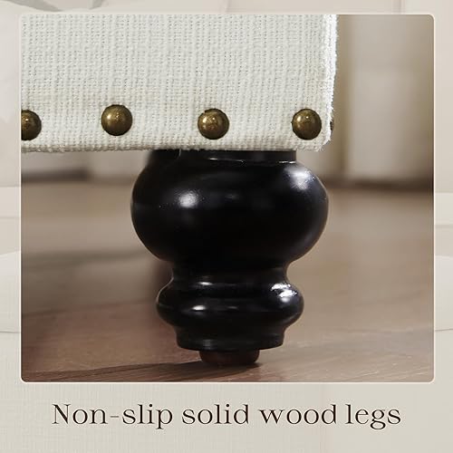 Miniatura 7 de Otomana pequeña con almacenamiento, otomana tapizada con reposapiés, taburetes, banco rectangular tapizado de 24" con patas de madera maciza para