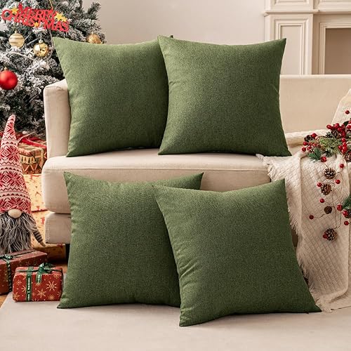 Miniatura 9 de MIULEE - Paquete de 2 fundas de almohada decorativas para exteriores, impermeables, sólidas, de lino, para jardín, granja, para patio, tienda,