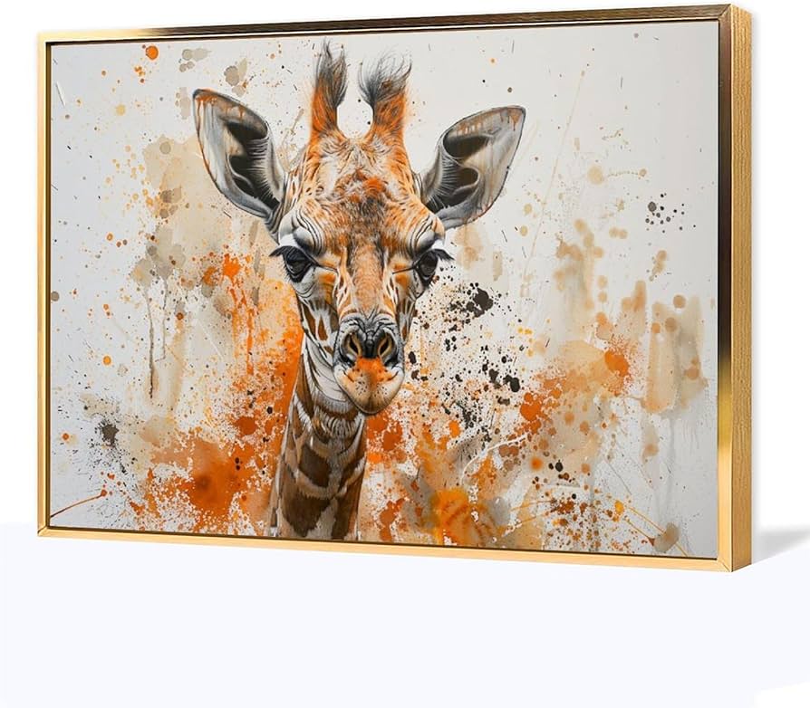 Amazon.co.jp: 絵画 キリンの視線 アートパネル ポスター 動物イラスト