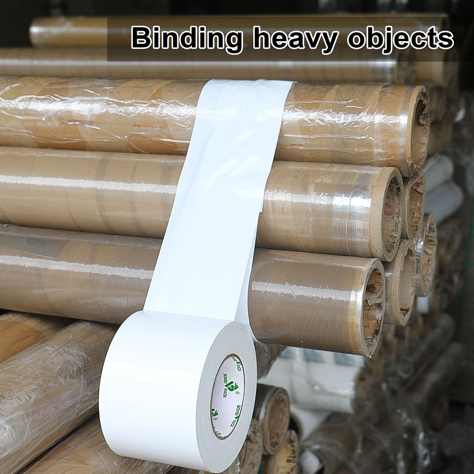 BOMEI PACK White Duct Tape Reinforced 100mm x 50m Waterproof Heavy Duty Wide white Cloth Duct Gaffer Tape for Ducts Fixing Repairing,craft DIY - Image 3