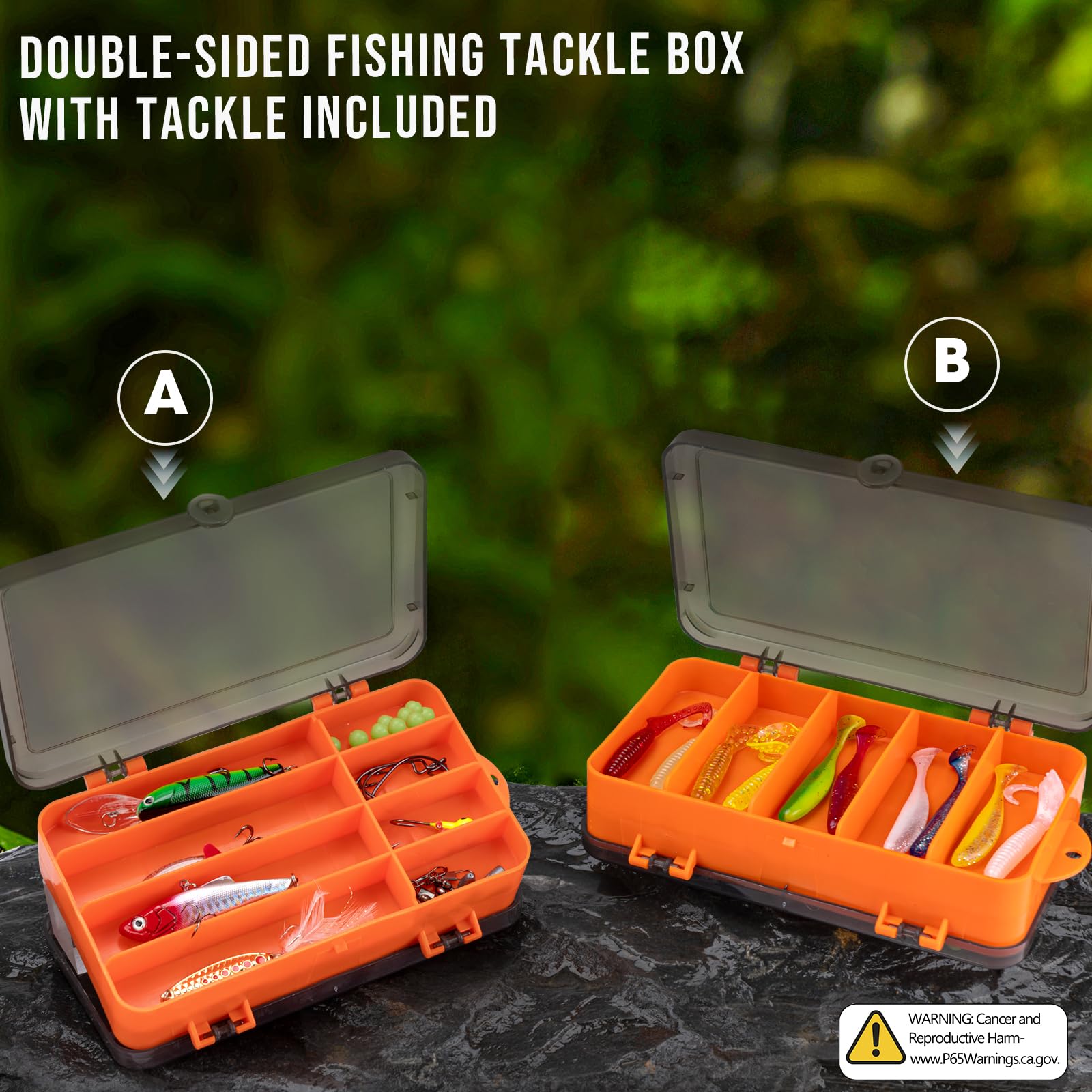 THKFISH Combo de Caña de Pescar y Carrete con Mochila, Kit Telescópico Giratorio con Señuelos, Alicates y Agarre de Labios