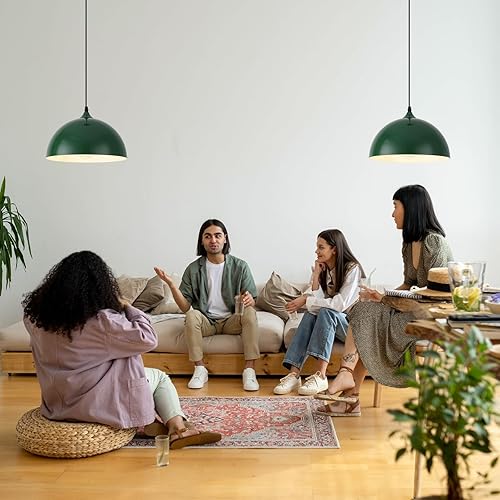 Miniatura 79 de Lámpara Colgante Industrial Electrochapada en Oro de 11.8 pulgadas, Paquete de 2, Lámparas Colgantes de Metal para Isla de Cocina, Lámpara Colgante