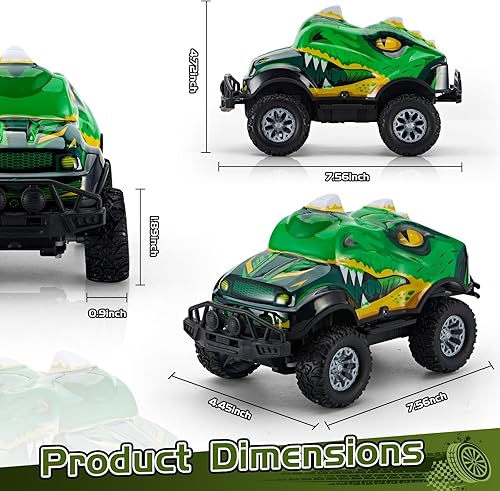 Miniatura 6 de Vehículo todoterreno en forma de dinosaurio con control remoto Cool Off-Road, auto RC de 2.4 GHz con luces LED, escala 120, camión a control remoto,