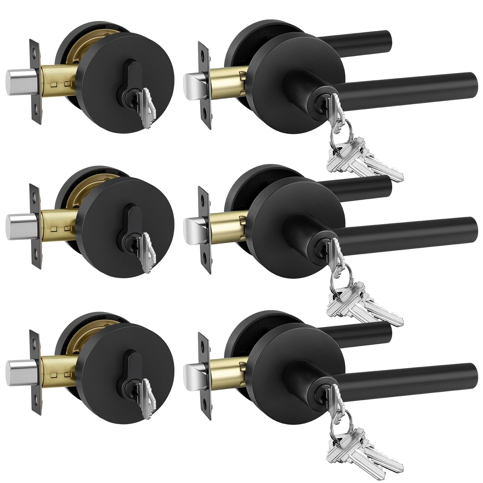 Photo 1 of Goldenwarm Black Exterior Door Lock Set with Deadbolt (3 Pack)