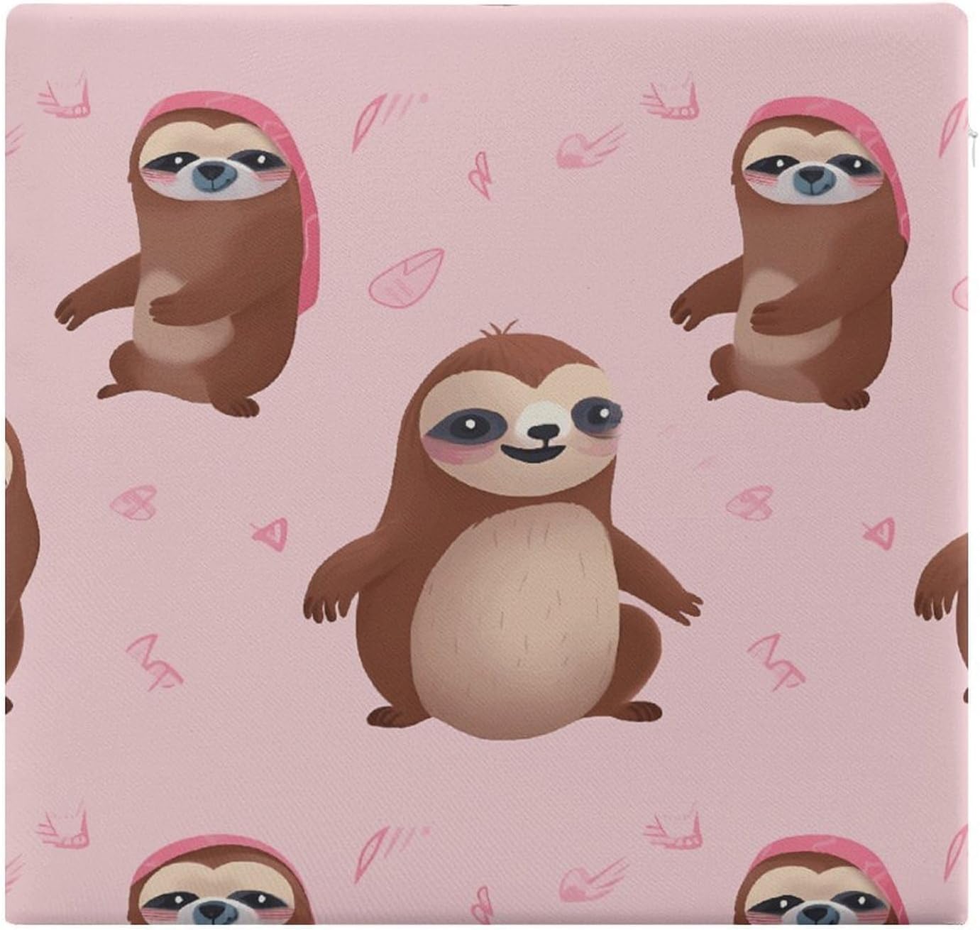 Sloth-Pink Chair Cushion Floor Pillow Stool Cushion | Cushions with Removable Cover with Square Memory for for Chair Living Room Balcony Office Sofa,13.8*15*1.2 Inch