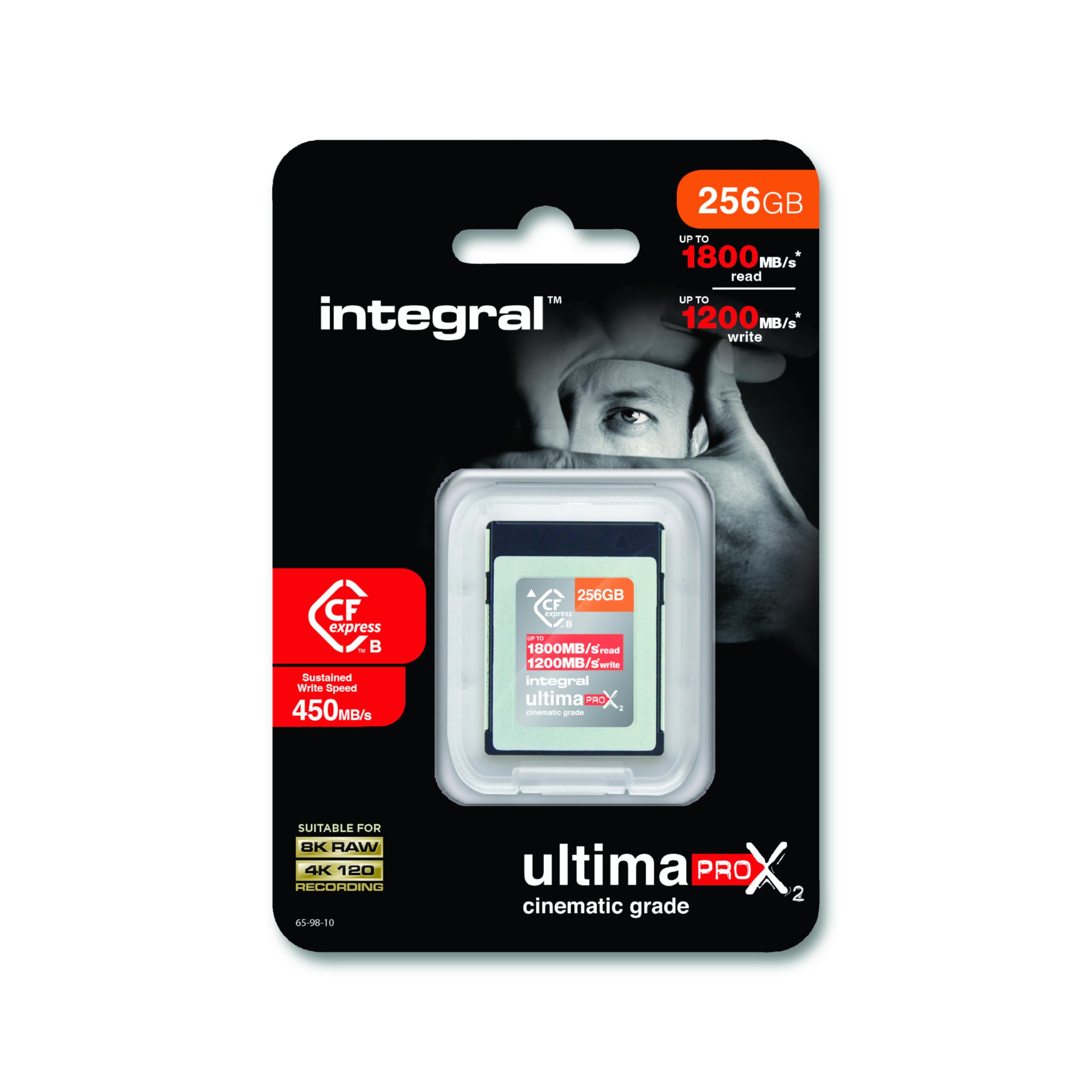 Integral Scheda di memoria CFexpress da 256 GB tipo B 2.0, 8K RAW e 4K 120 FPS 1800 MB/s in lettura, velocità di scrittura 1200 MB/s, scrittura sostenuta 450 MB/s progettata per il direttore della