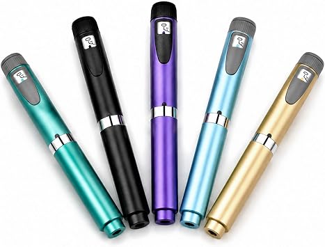 V2 Reusable Injection Pen Set, 5 Pens with 5 Bonus Cartridges, 60 Unit Peptide Pen Injector with Adjustable Dose Dial Black, Green, Blue, Gold, Purple