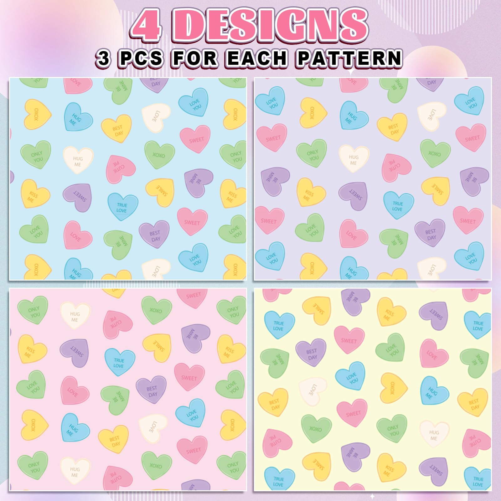 Valentine's Day Wrapping Paper - 8 Sheets 20x28 Inch Conversation Heart Design For Gifts