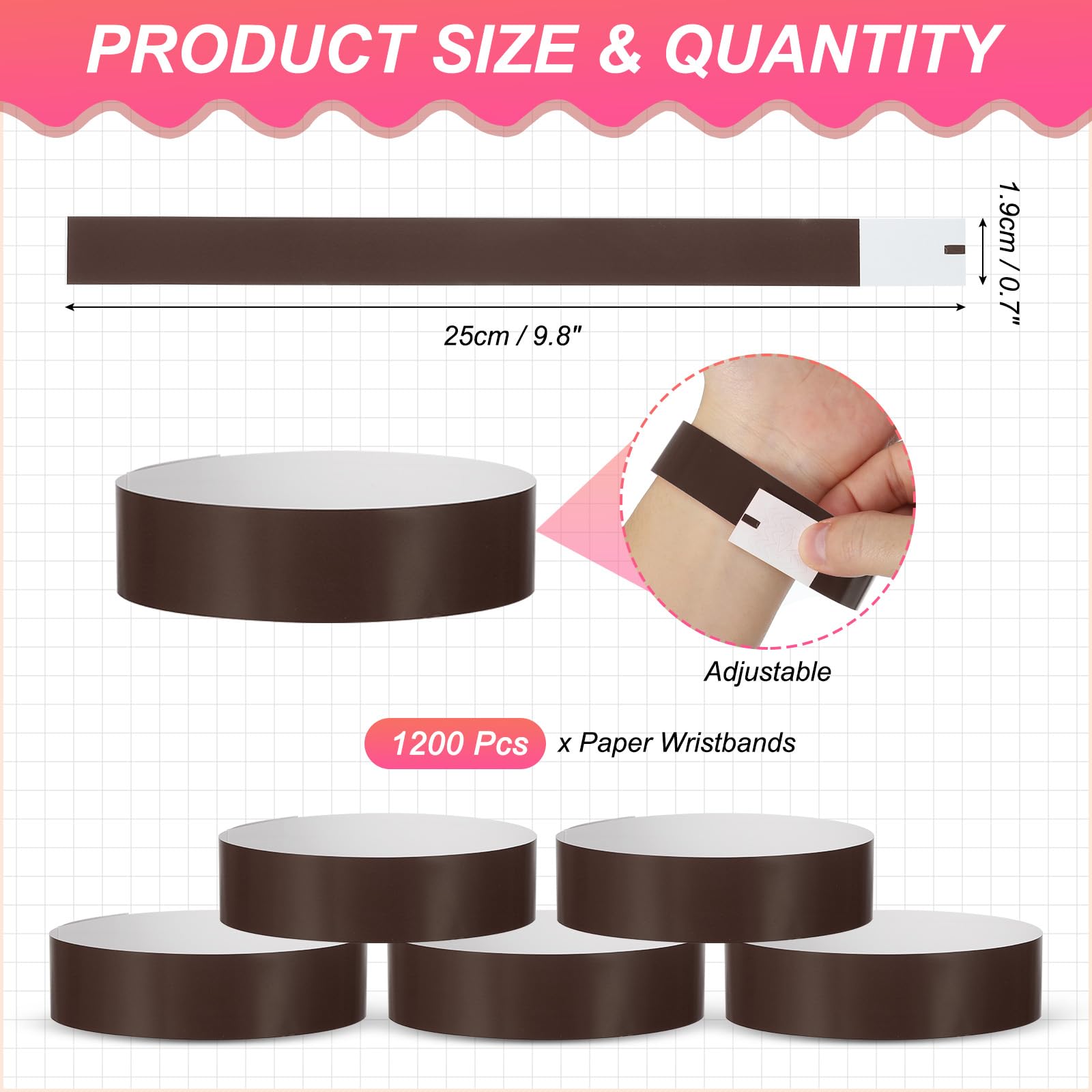 PATIKIL Paper Wristbands for Events 1200 Pack Neon Party Wrist Bands - Image 2