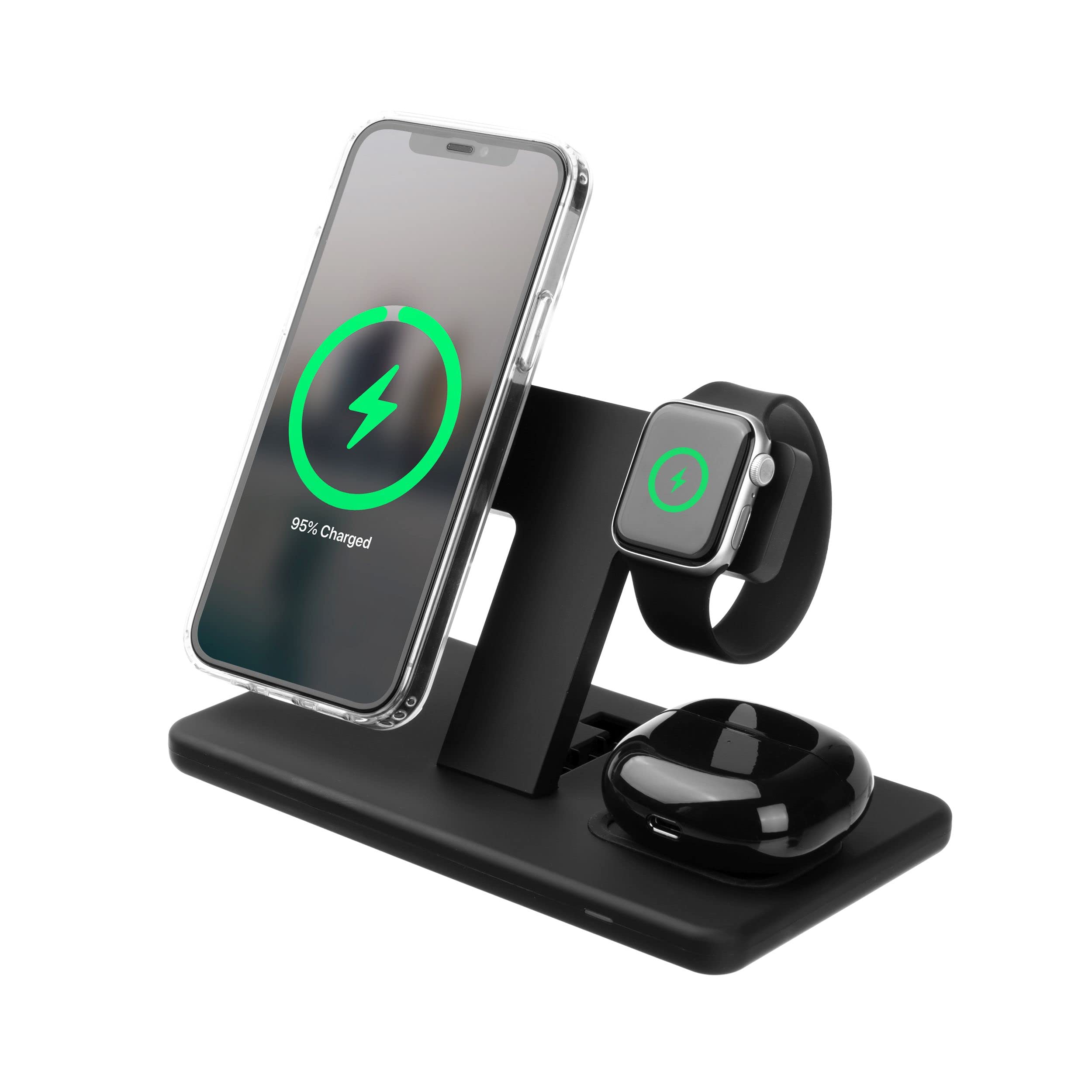FIXED Bezprzewodowa stacja ładowania 3 w 1 dla iPhone, Apple Watch i Airpods Czarny
