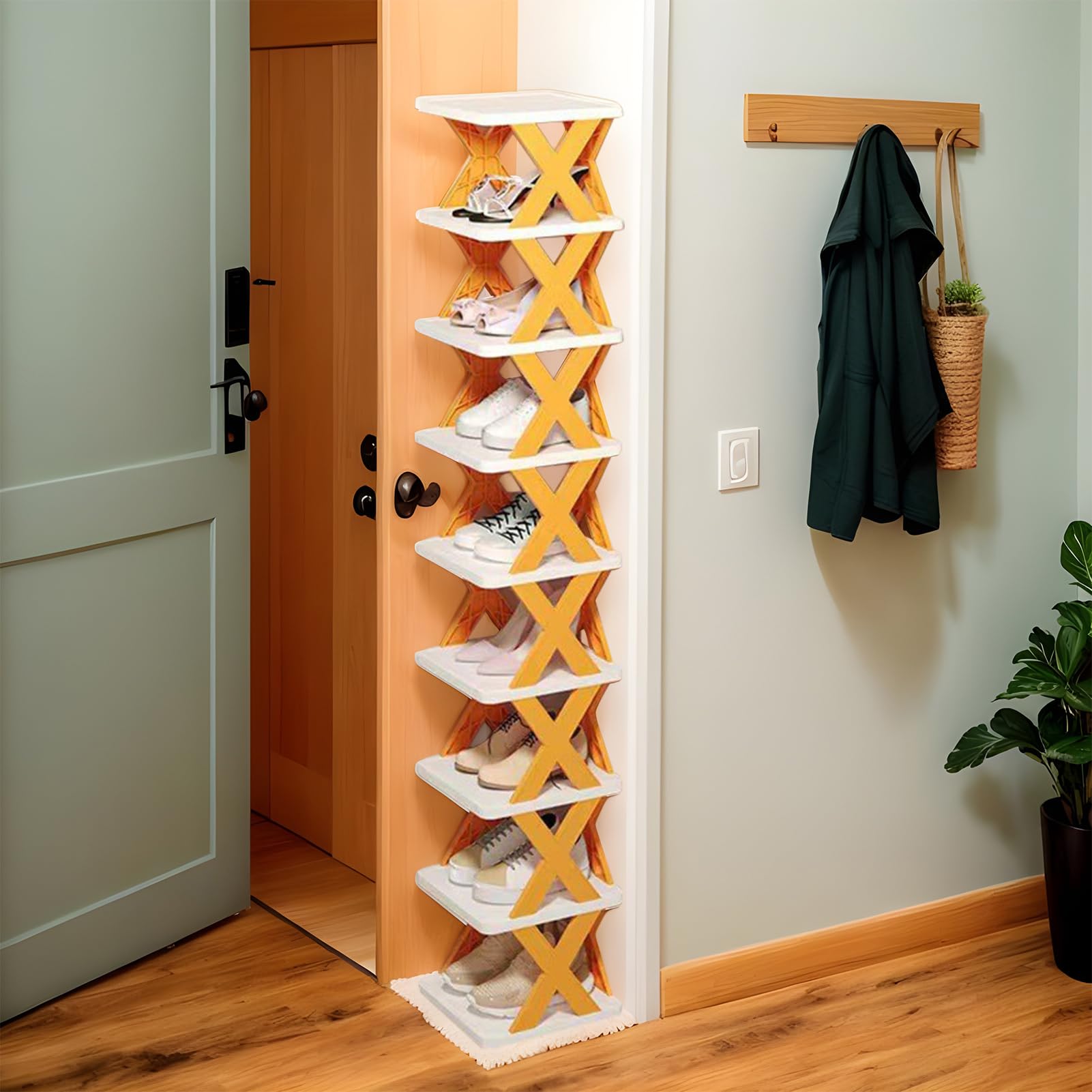 Vertikaler Schuhständer - Schuhregale | 9 Story Shoe Rack | Multi funktionaler vertikaler Organizer, tragbare Klappregale Kein Baugruppen -Slipper -Organisator für Badezimmer Eingangseingang kleine Wo