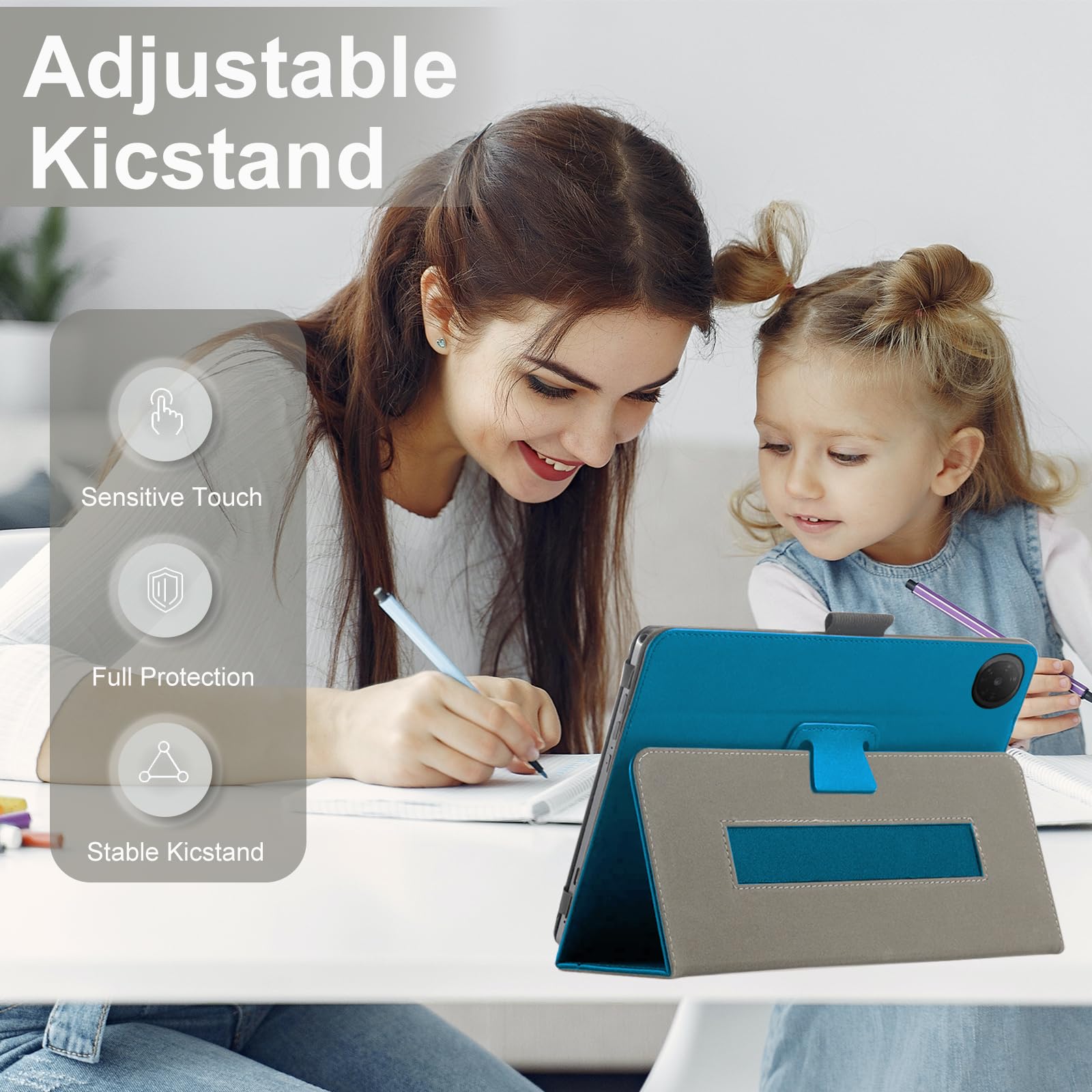 Custodia Per TCL Tab 10 Gen 4 10,1” – In Pelle PU, Leggera, Con Supporto E Cinturino Da Polso – Magnetica, Bordi Rialzati, Blu Scuro
