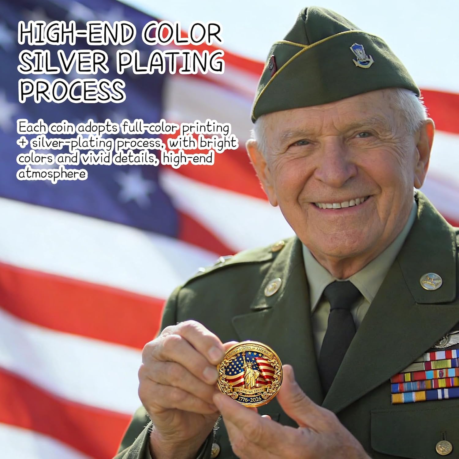 USA 250th Anniversary Challenge Coins Commemorative Coin, American Eagle Patriotic Design, America Merchandise 250 Collectible 250 Anniversary Coin (SS)