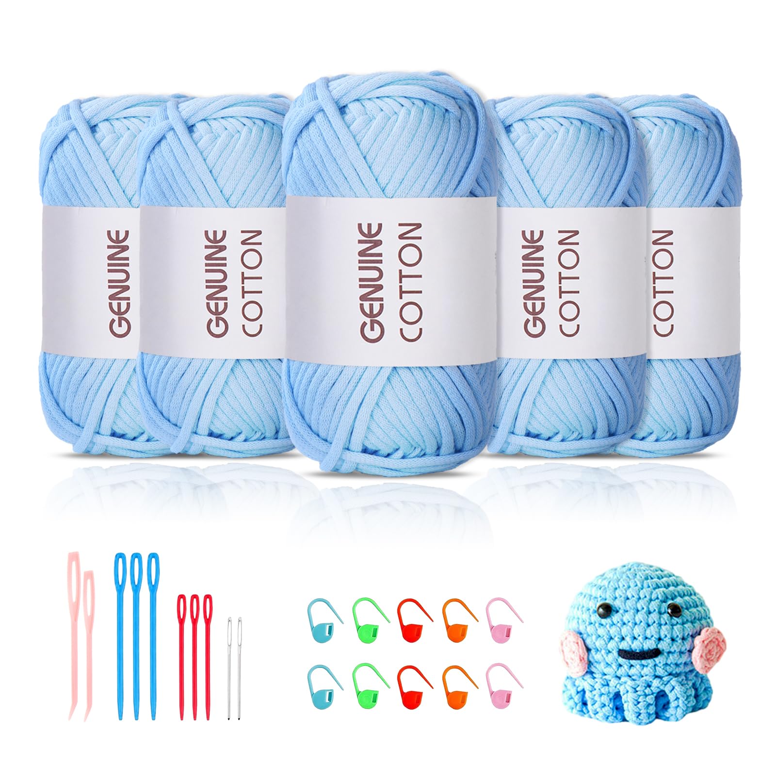 Maxee 5X50g Dickes Garn Baumwolle zum Häkeln, Chunky Häkelgarn für Anfänger, Kein Geteiltes Häkeln Amigurumi Wolle, Klobiges Baumwollgarn Einfaches Strickgarn zum Häkeln Stricke