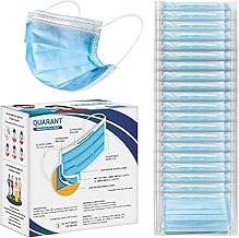 QUARANT Meltblown Fabric 3 Ply Disposable Face Mask with Nose Clip (Blue, Pack of 100) for Unisex
