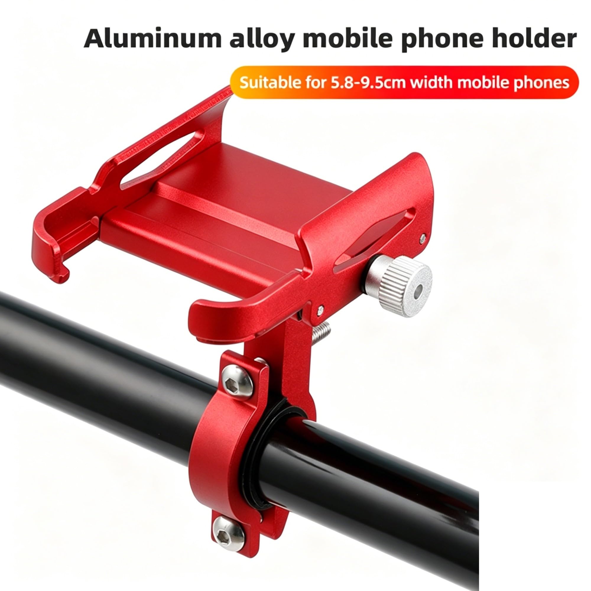 Porta Telefono In Alluminio A 360° for Manubrio Moto Bicicletta MTB | Staffa GPS for la navigazione su scooter, bici e utilizzo del telefono cellulare(Red C)