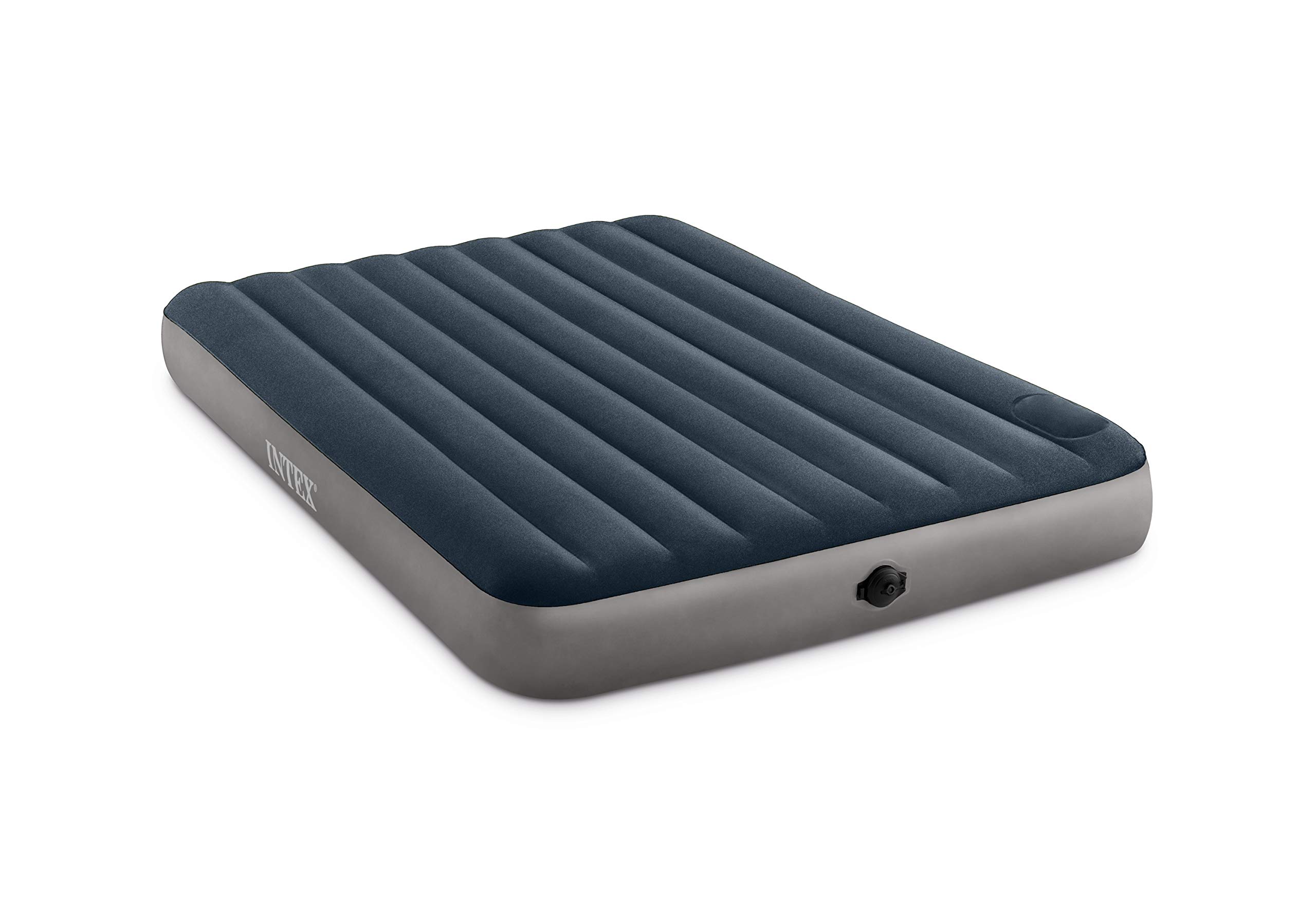 Intex64783E Dura-Beam Standard Single-High Air Mattress: Fiber-Tech – Queen Size – 2-Step Pump – 10in Bed Height – 600lb Weight Capacity