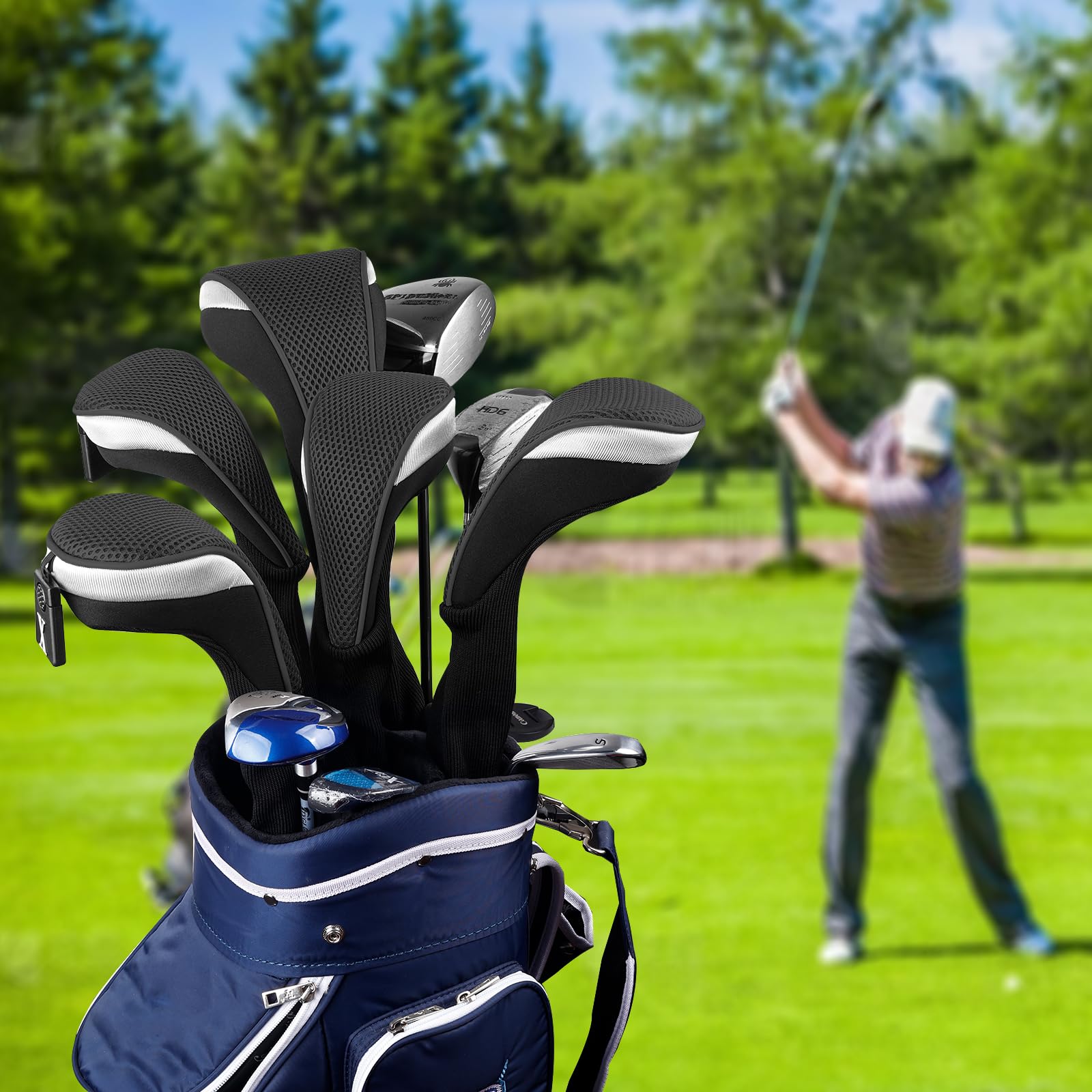 Andux Golfschlägerhauben für Golfschläger mit langem Hals, 460 cc, Fairwayholz, 3 Stück