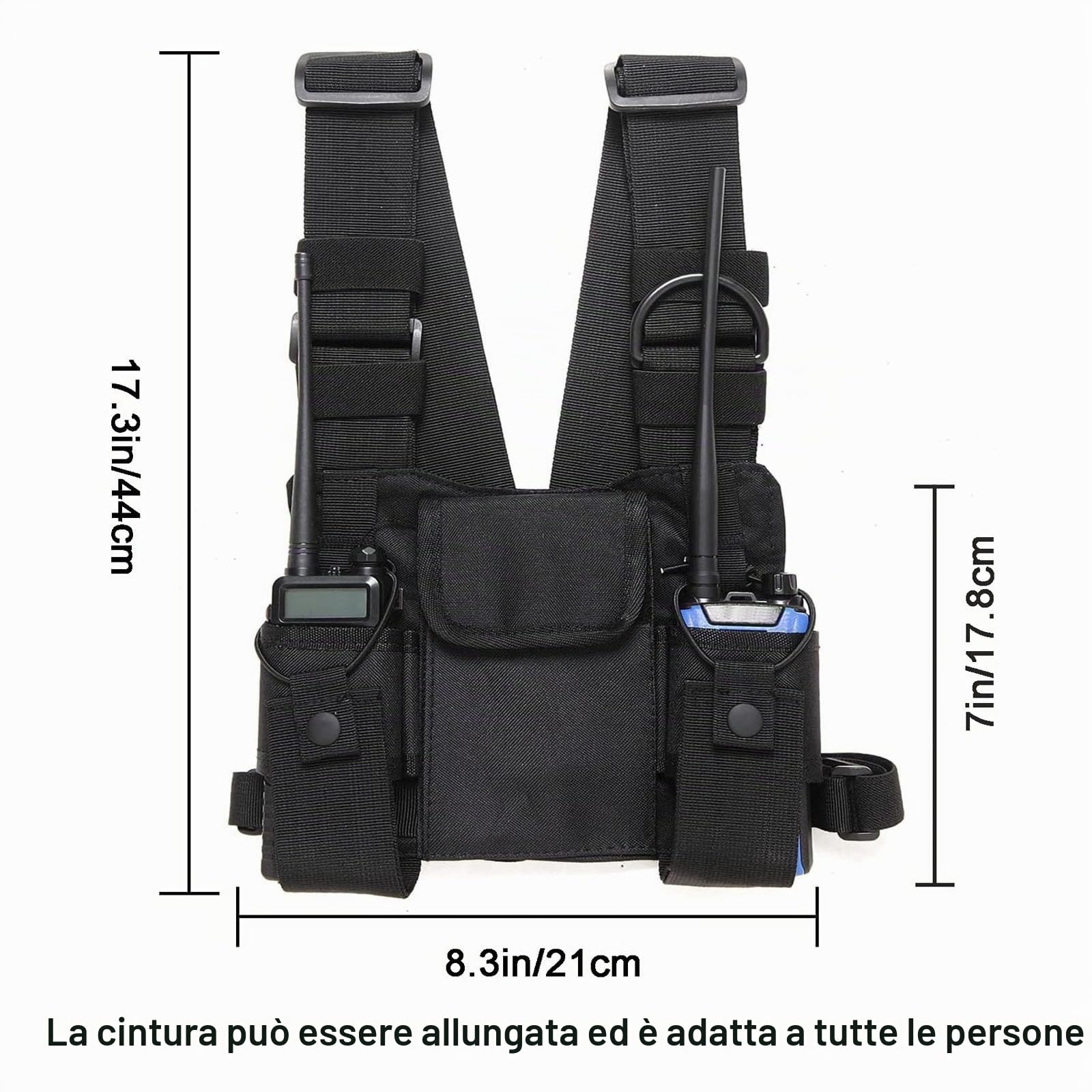 GAESHOW Walkie-Talkie Borsa a Tracolla Regolabile, Chest Pack Universale Mani Libere per Radio