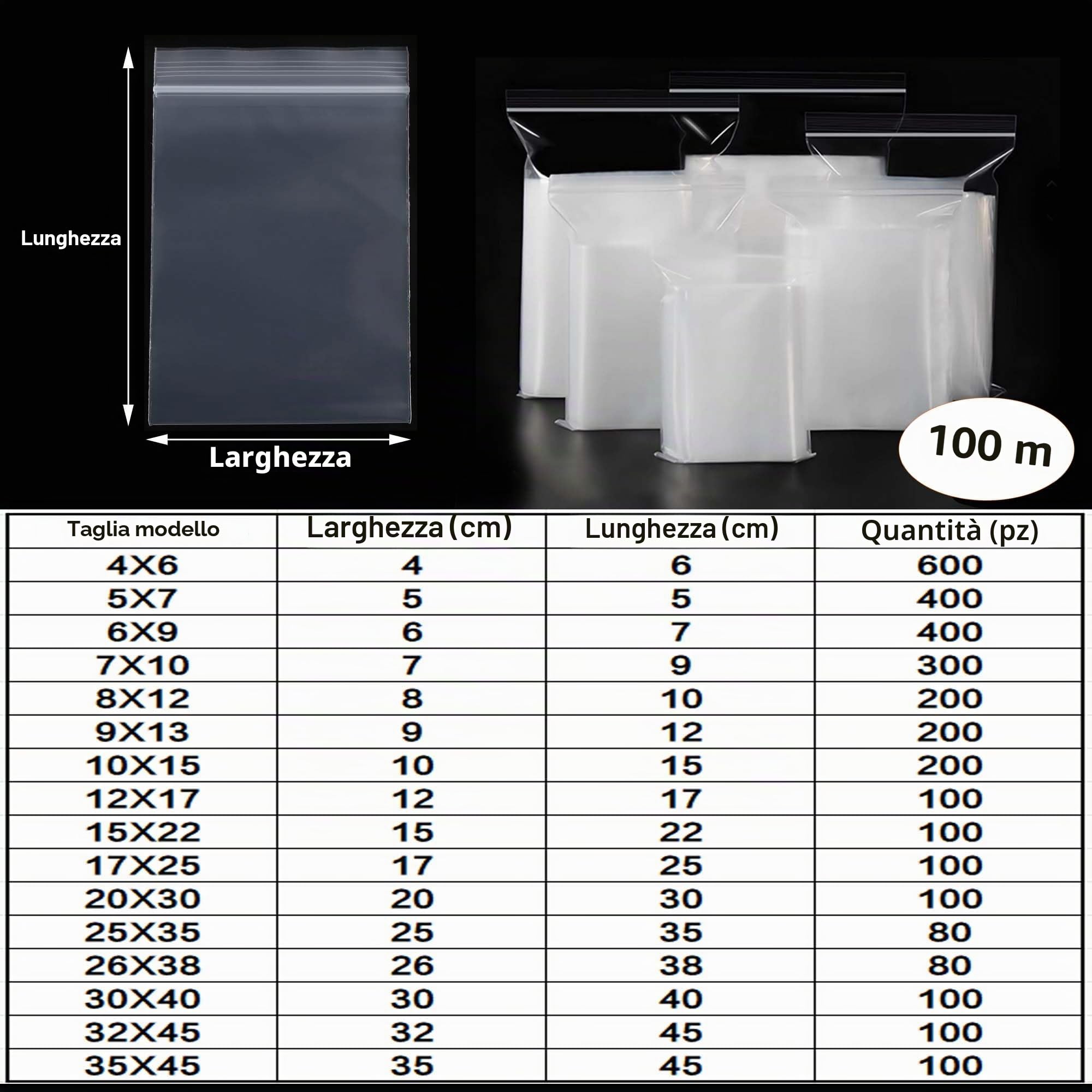 newlng 100pezzo Buste Trasparenti con Chiusura Bustine Trasparenti Richiudibili Sacchetti Alimenti con 35cm X 45cm Adatto per Libri vestiti Cappelli Sciarpe Scarpe (Disponibili in Varie Misure)