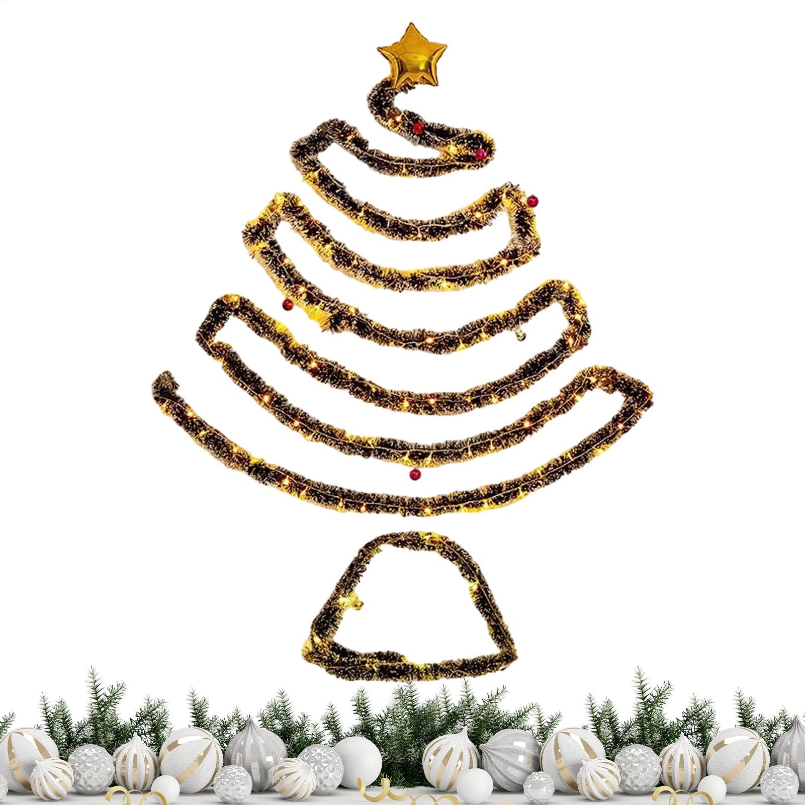 Albero di Natale in metallo da appendere, 83 cm, illuminato con 30 LED