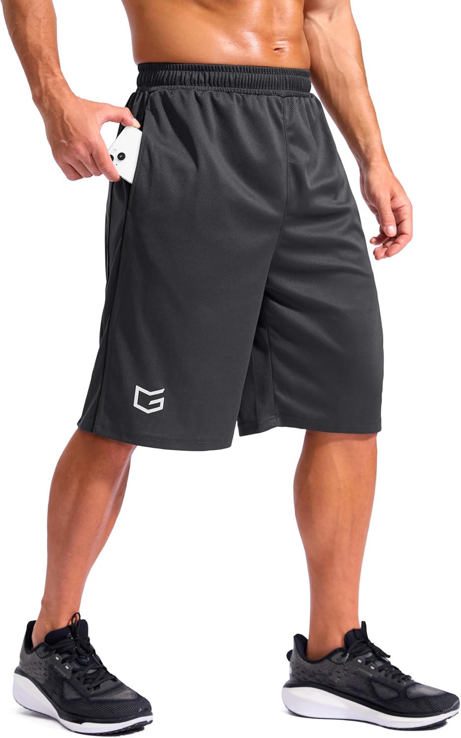 G Gradual Men's 12" Long Basketball Shorts with Pockets Lightweight Loose Fit Athletic Shorts Mesh Gym Shorts for Men
