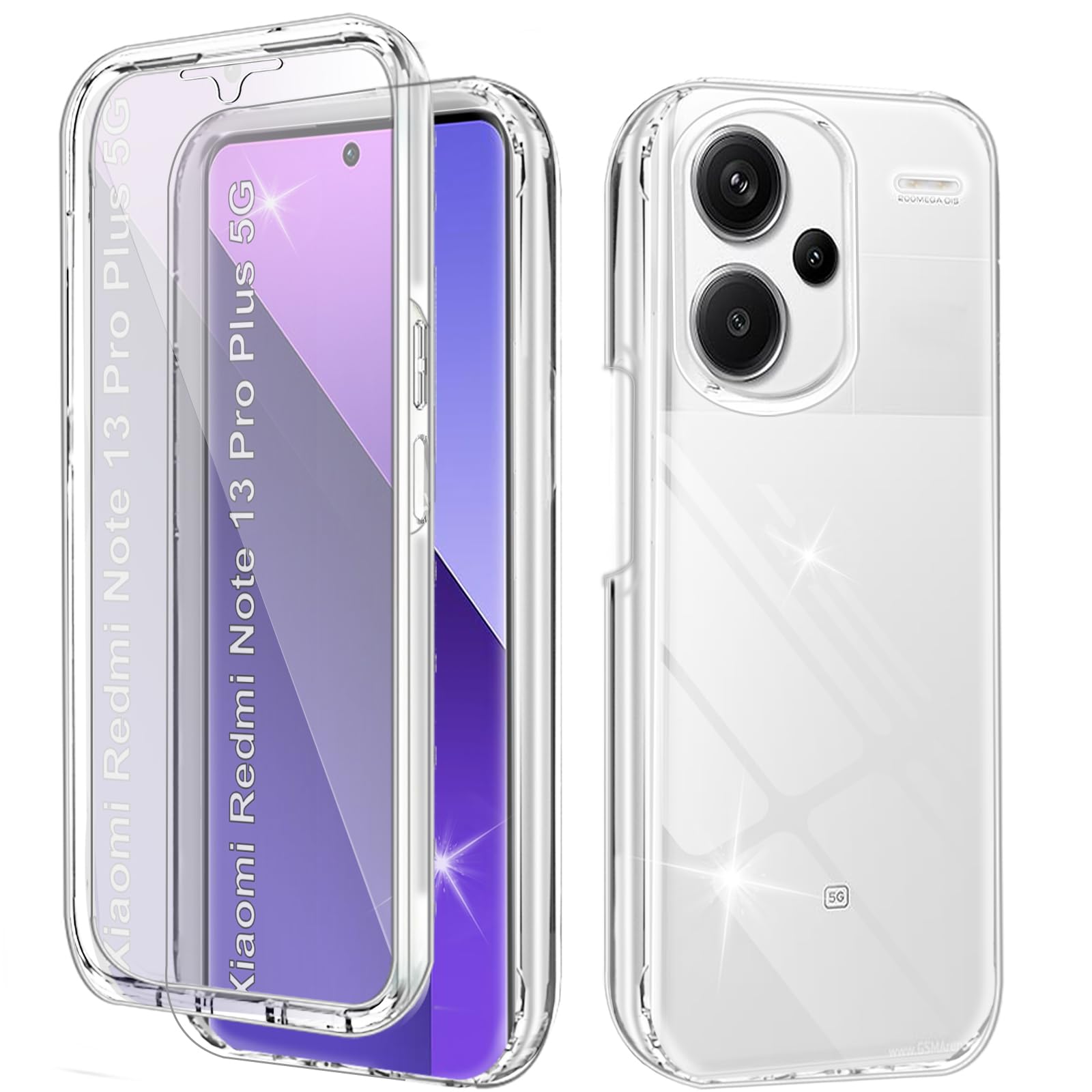 COMAKU Cover Armor per Xiaomi Redmi Note 13 Pro Plus 5G (Pro+), Custodia TPU +PC Antiurto con Anello Supporto [con 2 Pezzi Vetro Temperato Pellicola Schermo ] - Rosso