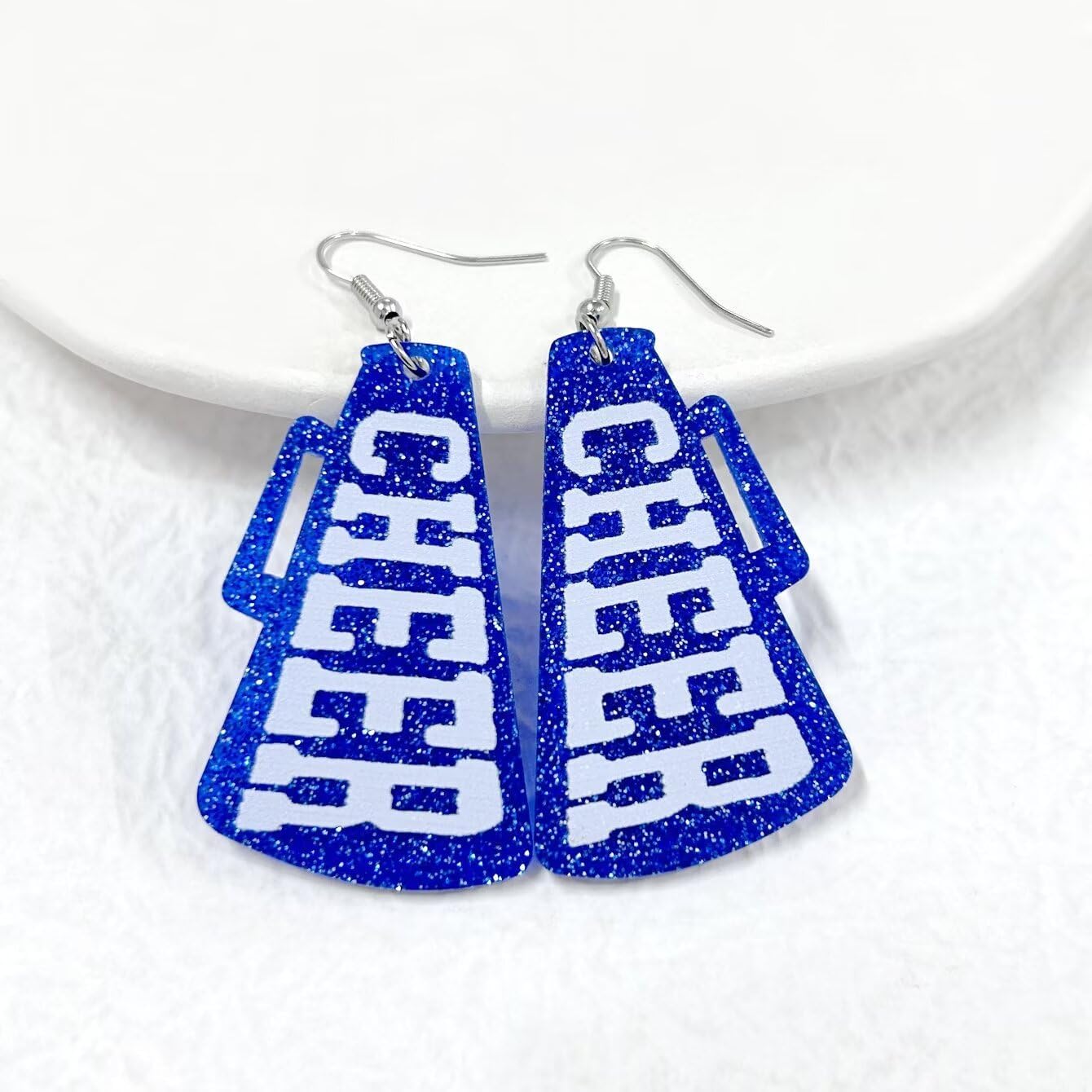 Game Day Earrings for Women,Acrylic Glitter CHEER Megaphone Sports Spirits Cheer Fan Gifts Football Earring Accessories Team Sports Fan Earrings Football Team Gifts