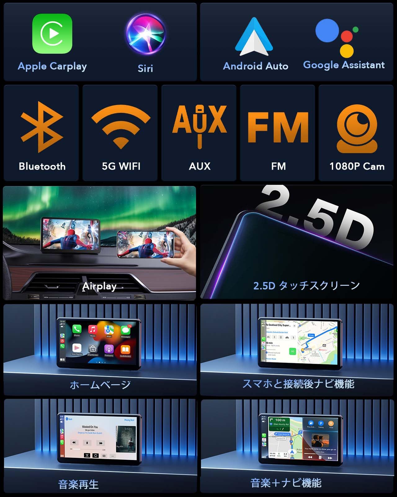 Amazon | LAMTTO ディスプレイオーディオ7インチワイヤレスカープレイ 
