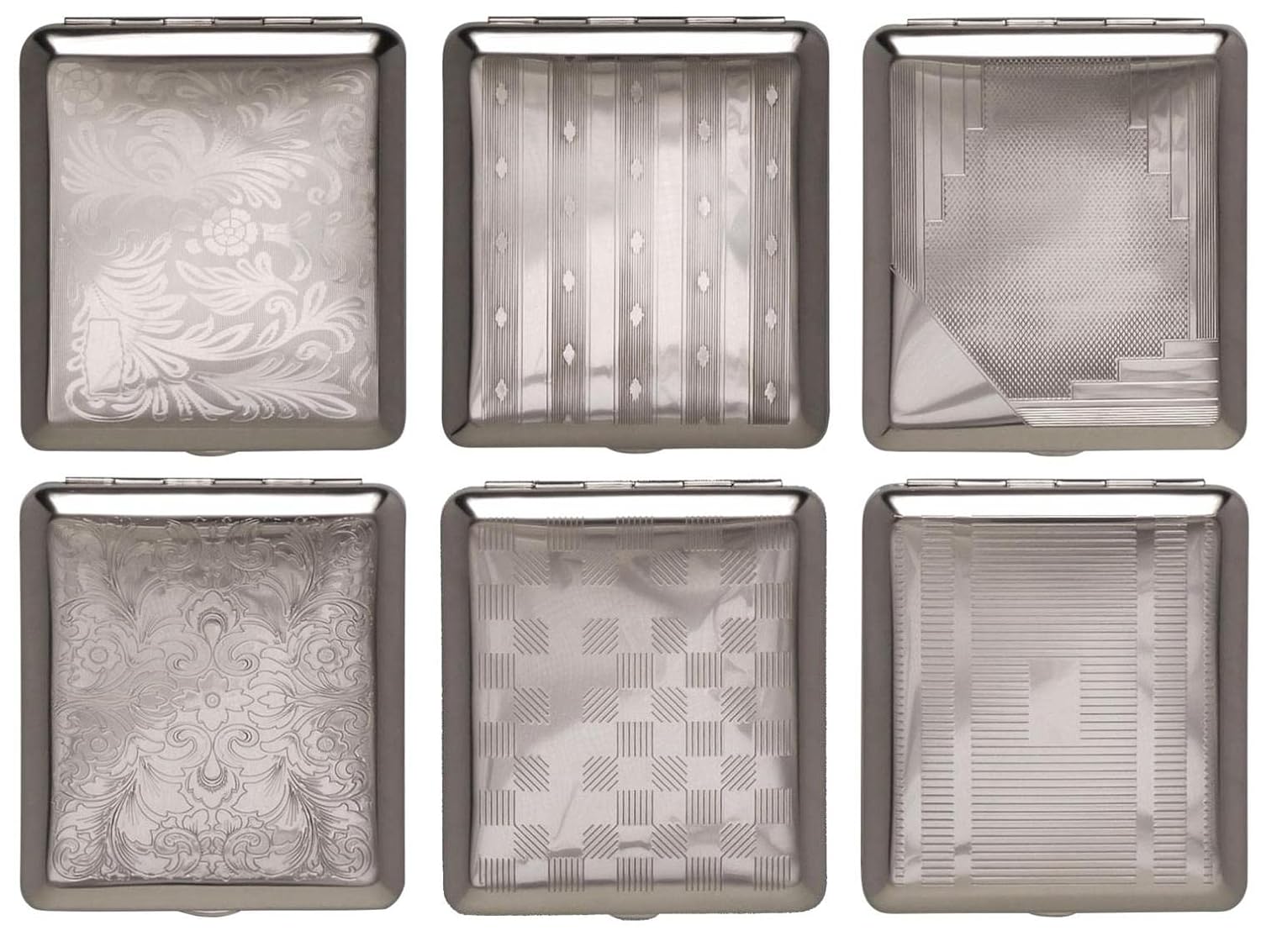 Cigarette Case 16 King Size / Chrome / Double Sided / Elastic Band / 6 Models (Model 2)