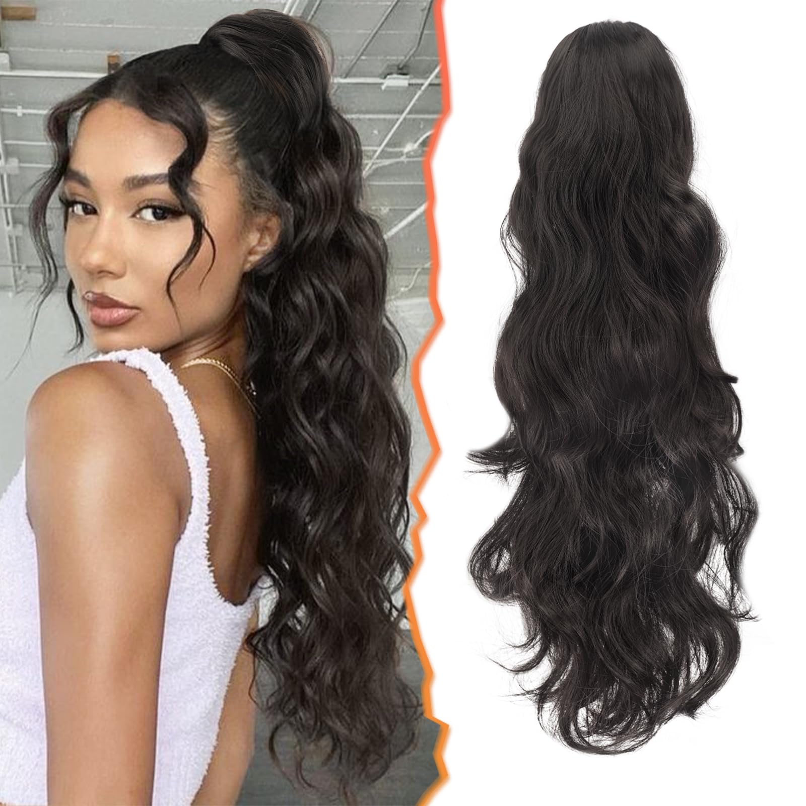 Amazon.com : BARSDAR Dark Brown Ponytail Extension - 20 Inch  display picture 3