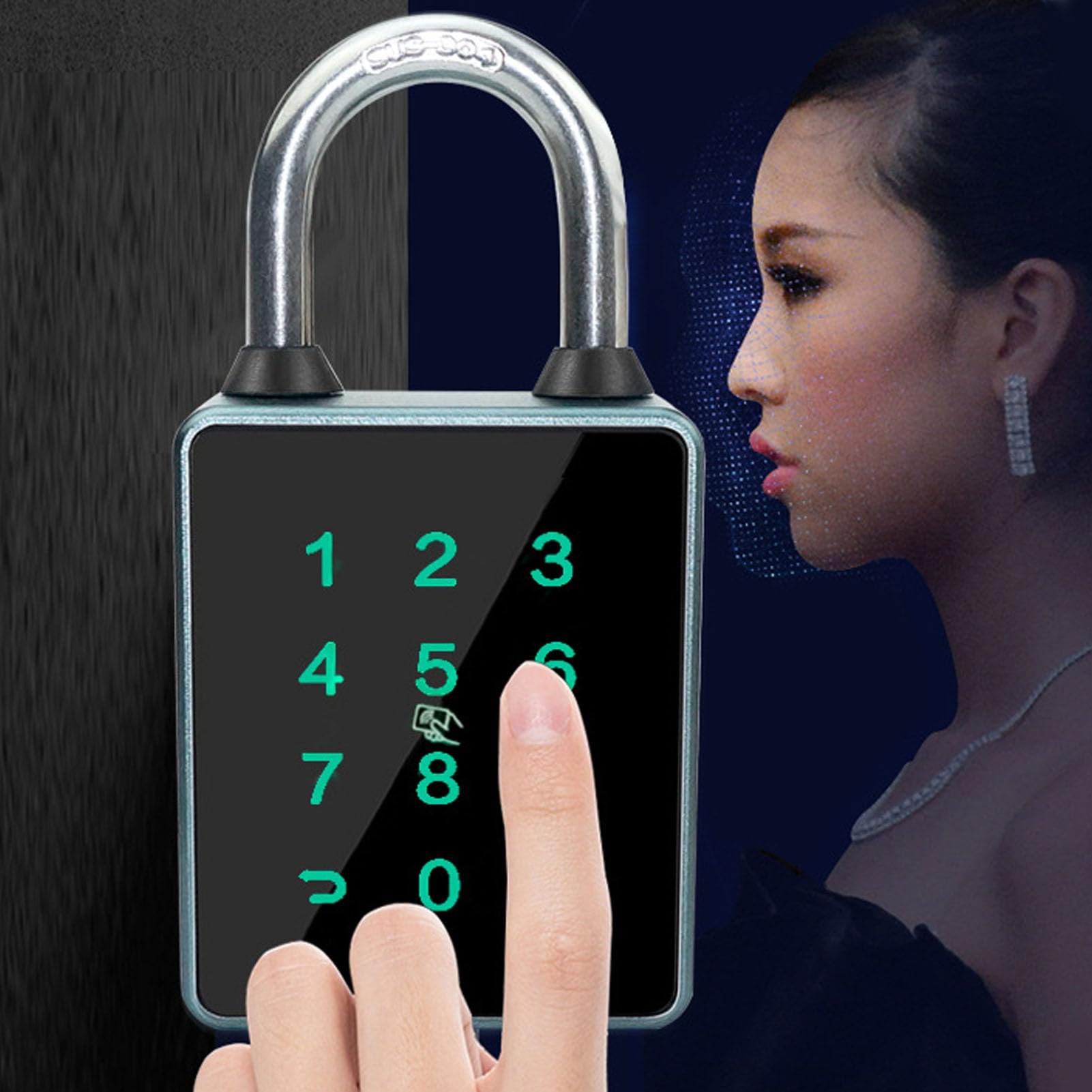 Candado Inteligente con Huella Dactilar, 5 Formas de Desbloqueo, Control de Aplicación Bluetooth, Contraseña, Bloqueo NFC, Cerradura sin Llave de Acero Inoxidable a Prueba de Agua IP65,