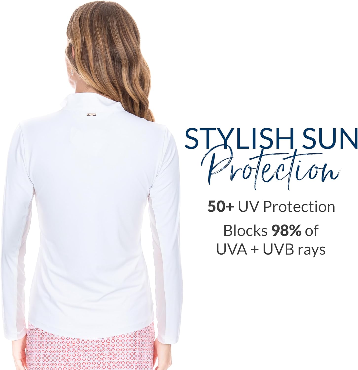Cabana Life Long Sleeve Sport Top, Breathable, UPF 50+,Quarter Zip, Nylon/Spandex