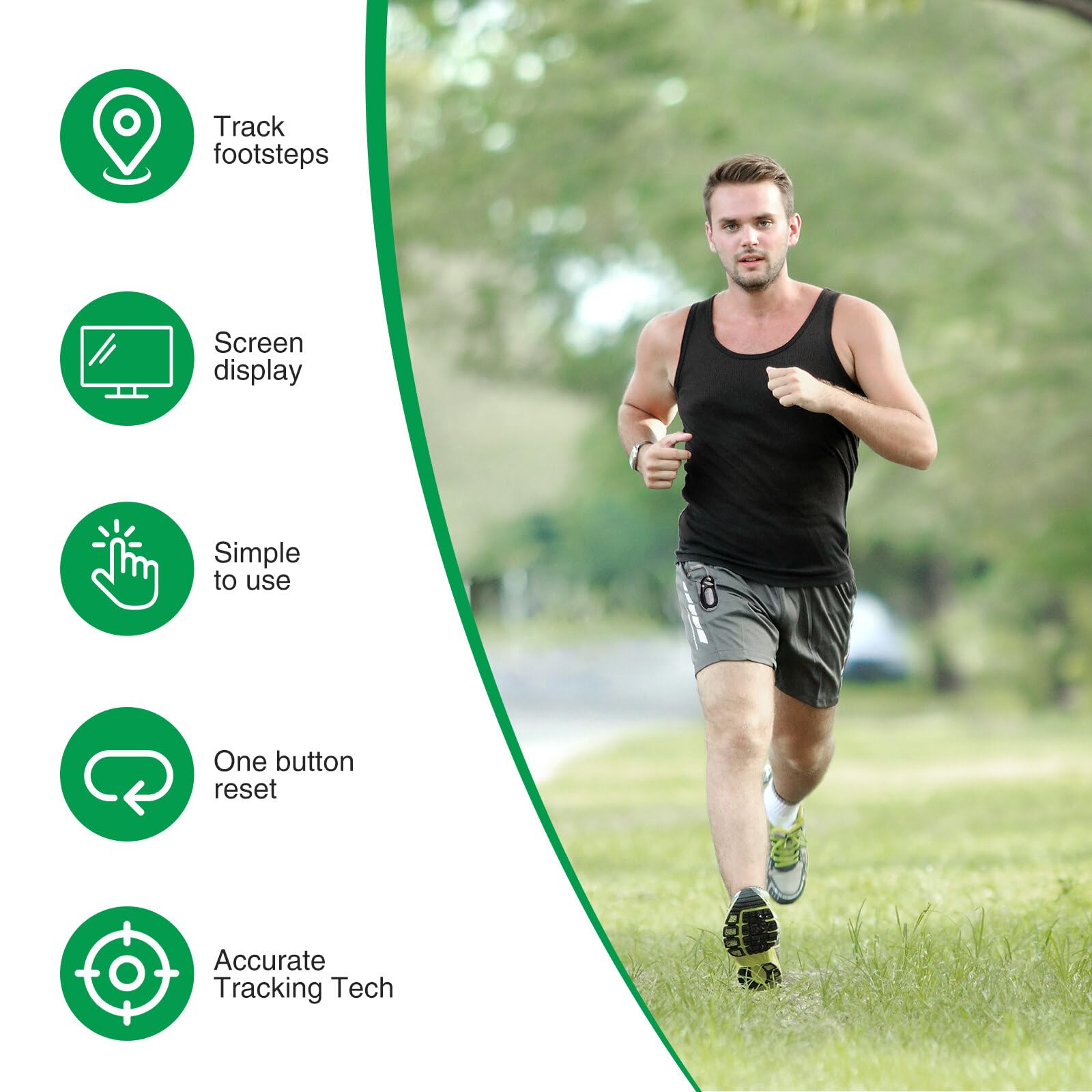 3D Pedometer for Walking, ONEVER Pedometer 3D Step Counter with Clock, Simple Step Counter for Walking with Removable Clip and Lanyard, Step Tracker for Working Running Elder Kids Men Women - Image 4