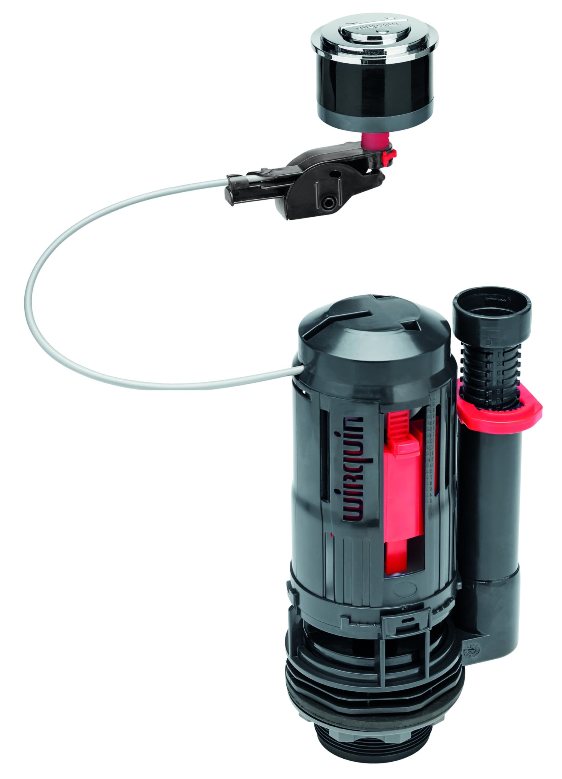 Mécanisme double chasse 3/6 L à câble universel Wirquin FLEXIFLOW pour rénovation de réservoir WC