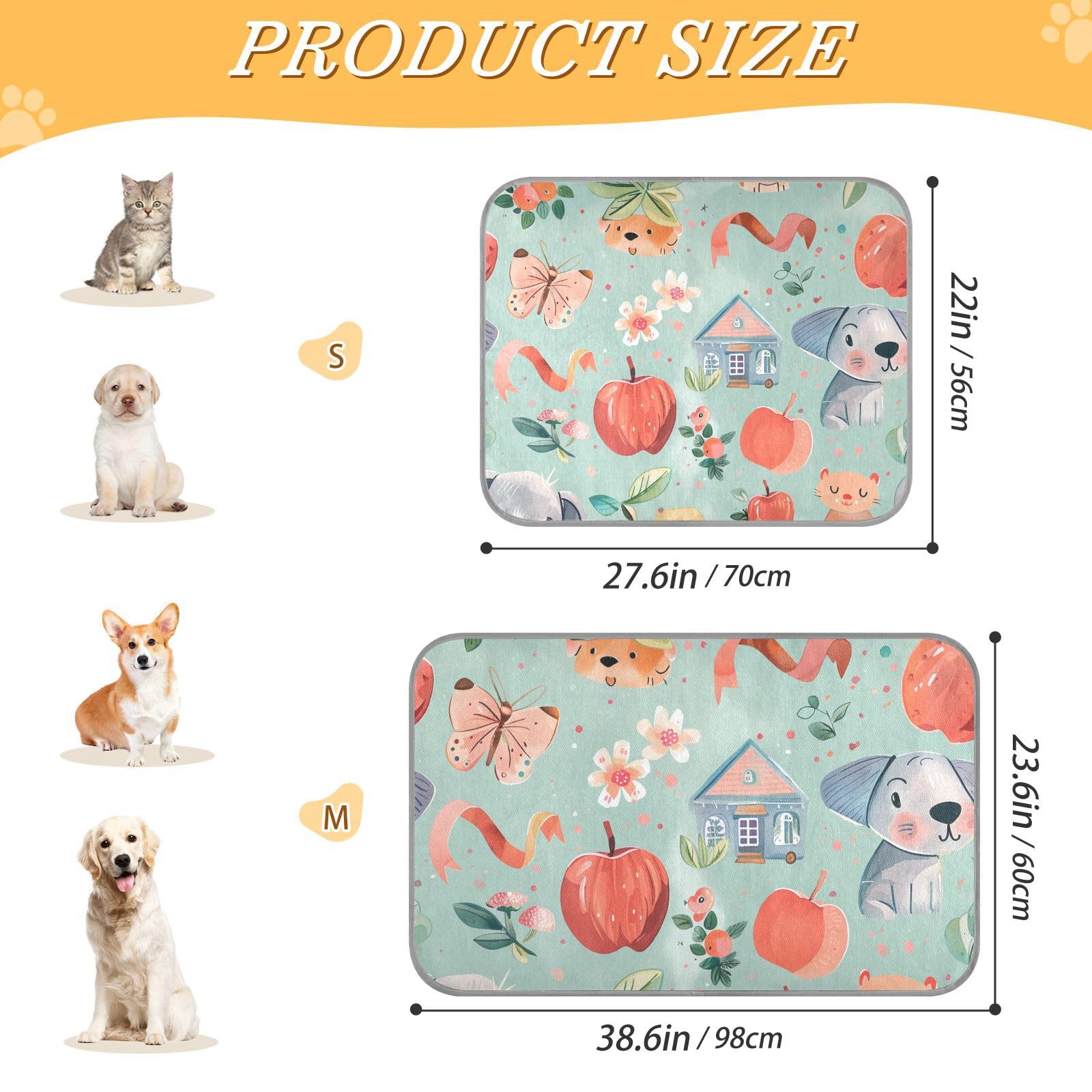 siphylline Cartoon Animals Fruits House Summer pet Cooling mat Self Cooling cat beds for Outdoor for Kitten Outside Cordless tapete enfriador para Perros S