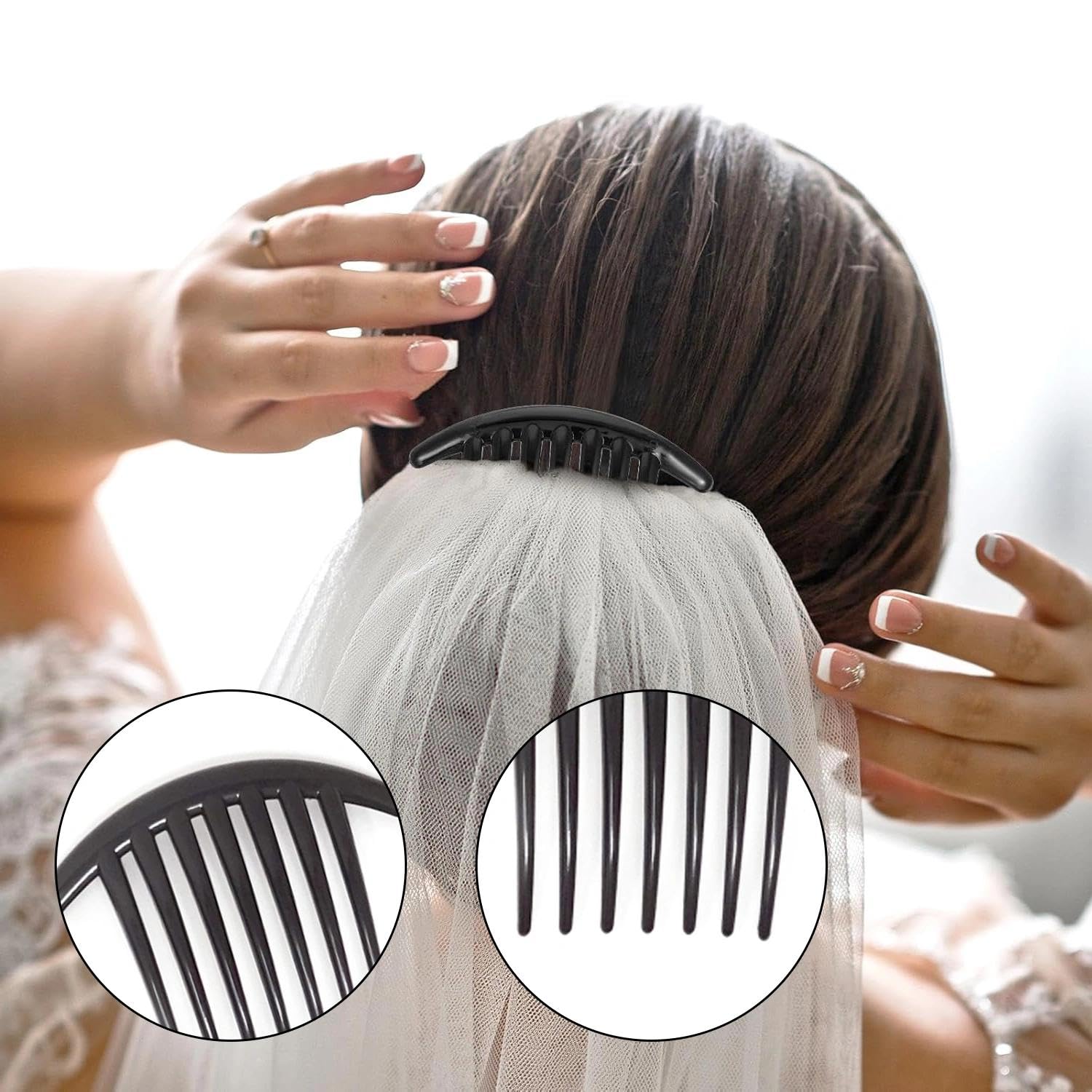 2 Pezzo Fermagli Eleganti a 7 Denti - Accessori per Capelli da Sera e Giorno, Pettinini Laterali per Trecce e Chignon Francese, Adatti a Donne e Ragazze per Ogni Occasione Speciale.