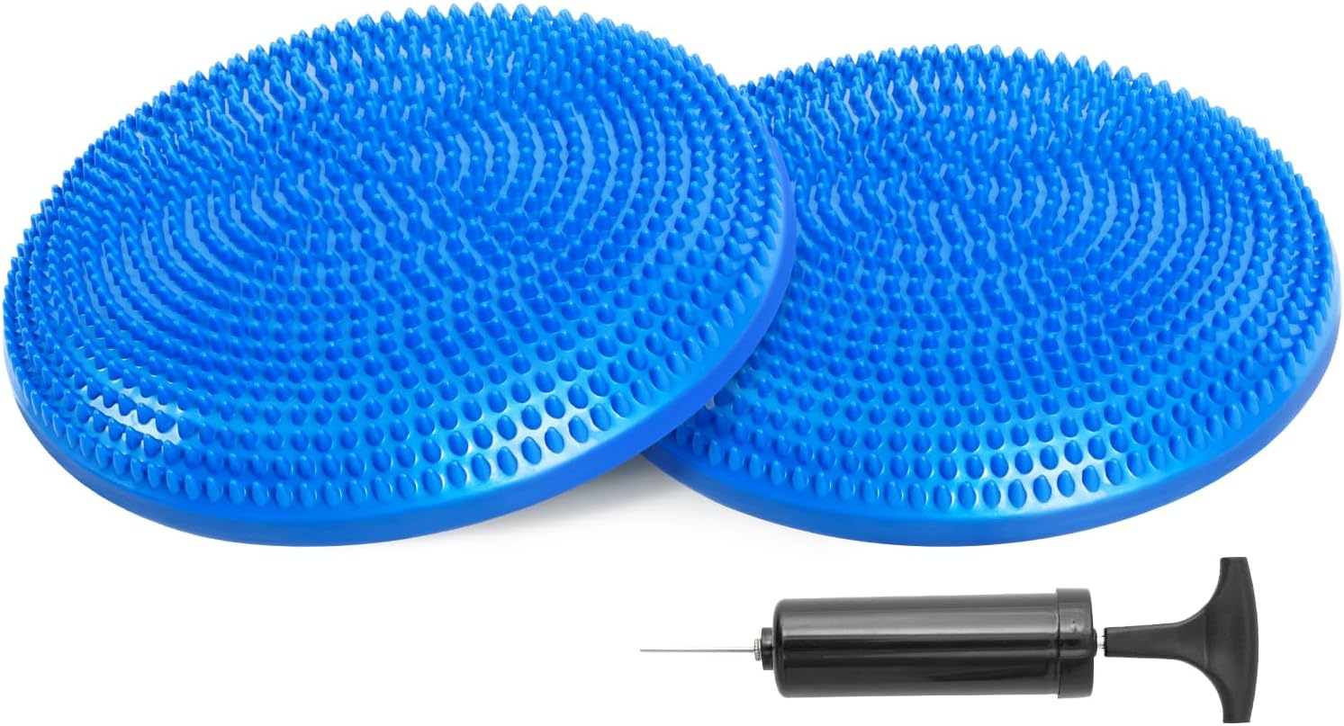 Balance disk 2 PCs comes with an air pump Exercise disk for stability Workout13inch in diameter 550lb load limit torso training cushion PSS91NH021A