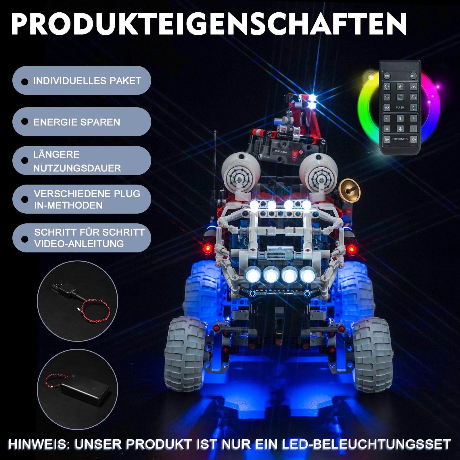 Kit di luci a LED per Lego 42180 Mars Crew Exploration Rover (Non Lego), set di illuminazione a LED per Lego Technic Mars Crew Exploration Rover Set giocattolo creativo
