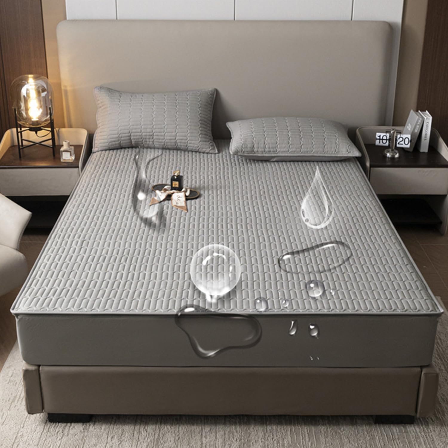 Blue/b,90 * 200+25cm,LDLCYCN Waterproof Zipped Mattress Protector Customizable Breathable Quilted Mattress Cover 6 Side Fitted Sheet Full Wrap Soft Mattress Encasement Cover for Bedroom Hotel