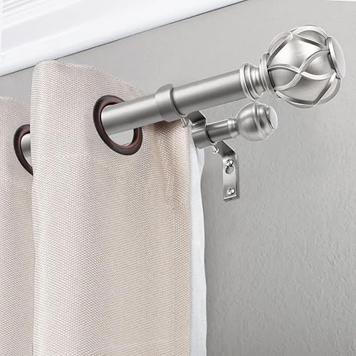 Miniatura 2 de KAMANINA Soporte de barra de cortina doble resistente para barras de 1 y 34 pulgadas, juego de 2 soportes dobles, plateado antiguo