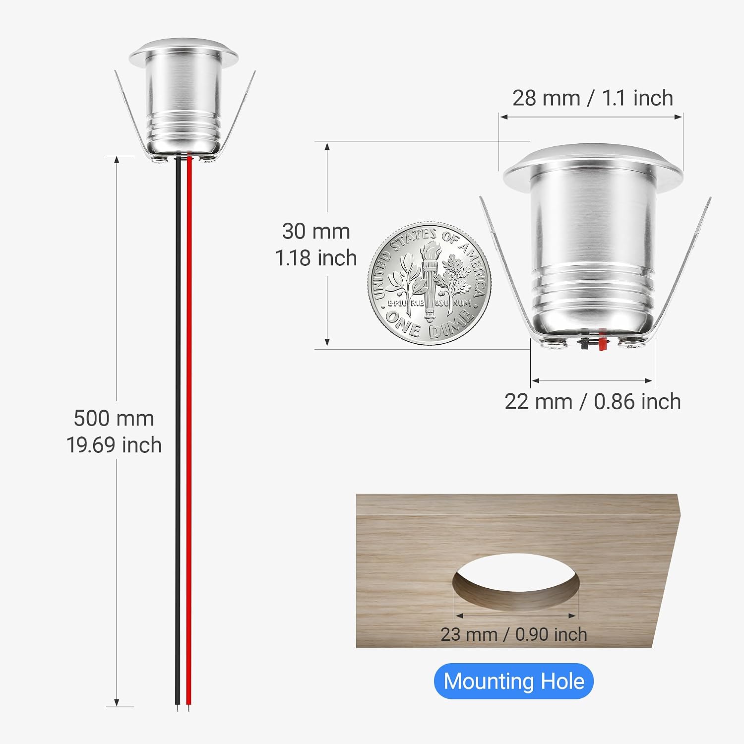 LED Mini Spotlight DC 12V 1W Recessed Ceiling Downlight,Matte Black Finish, Aluminum,Modern, with Mounting Clips, Indoor Accent Lighting-9 Pack (Silver, Warm 3000k)