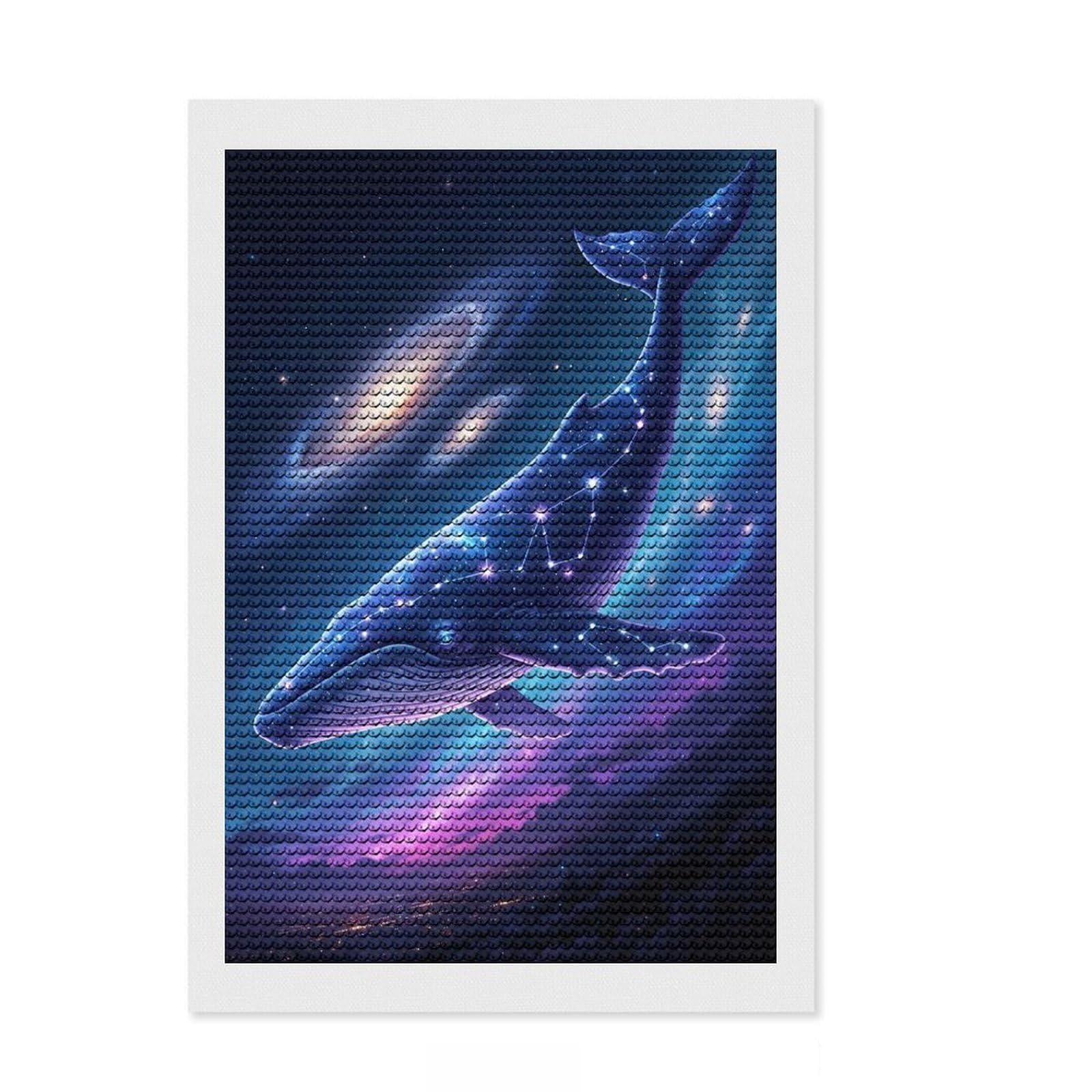 Junmoney Cosmic Whale Constellation in The Starry Galaxy Sky Round Drill Diamond Painting 8"x12", for Creative Relaxation, Full Kit Included, Boho Decor, Gift Idea
