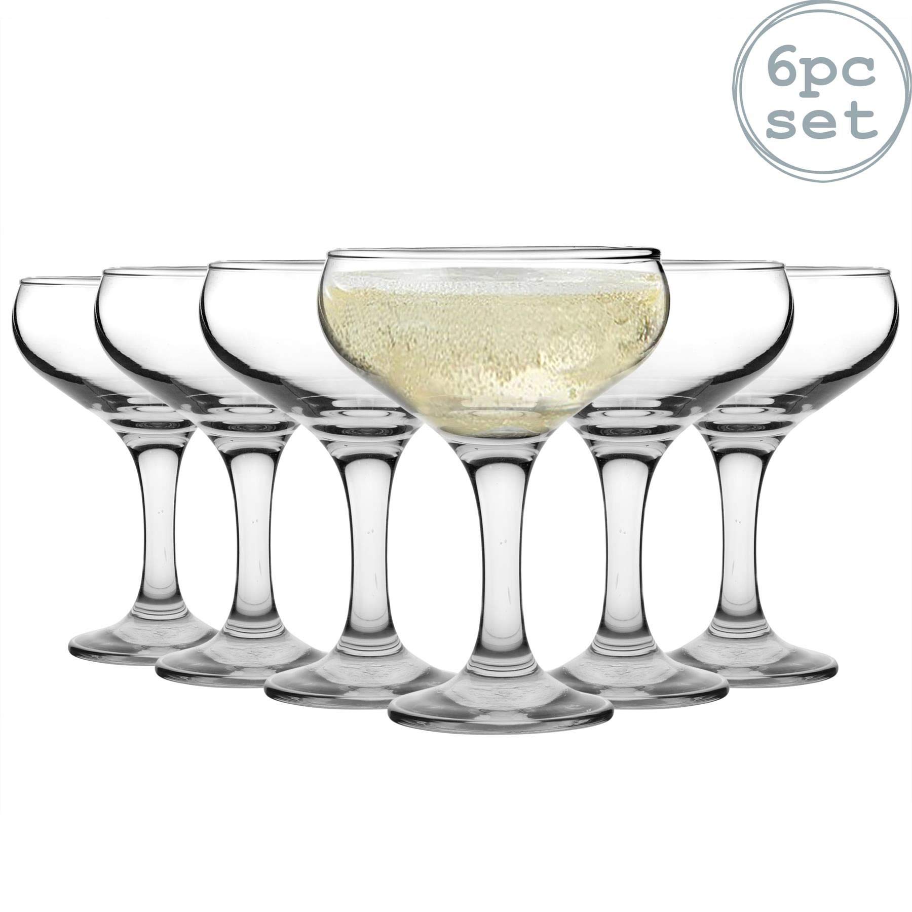 Rink Drink Soucoupes de Champagne à la patinoire - Soucoupe en Verre Coupé Vintage - Lave-Vaisselle Coffre-Fort - 200ml - Clear