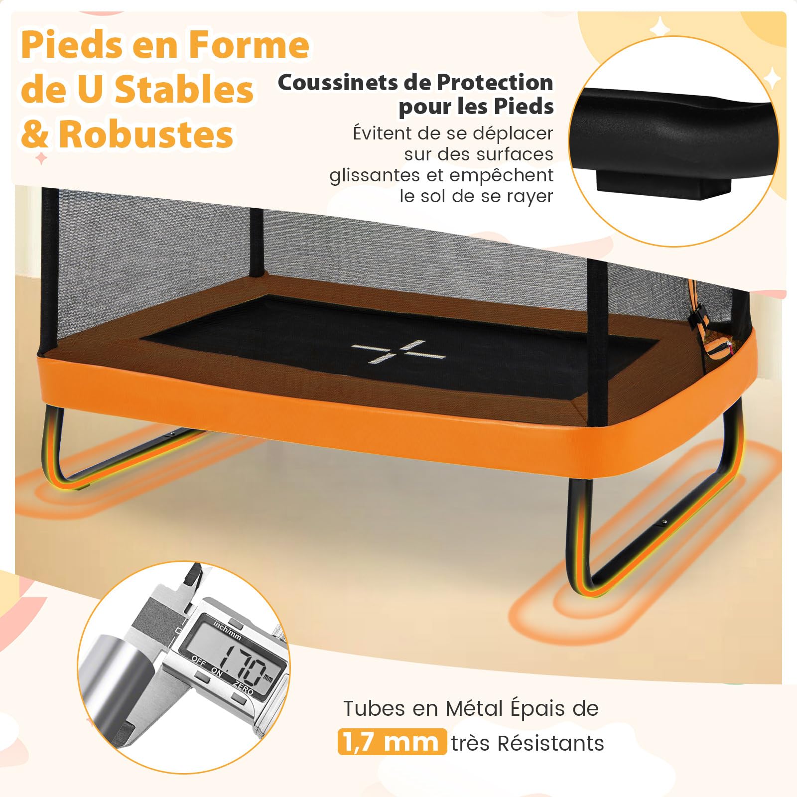 COSTWAY 2 en 1 Trampoline Extérieur Enfants Rectangulair (190x122cm) avec Balançoire Amovible, Trampoline de Jardin avec Filet de Sécurité, Charge Max 100kg pour Garçon et Fille de 3 Ans+
