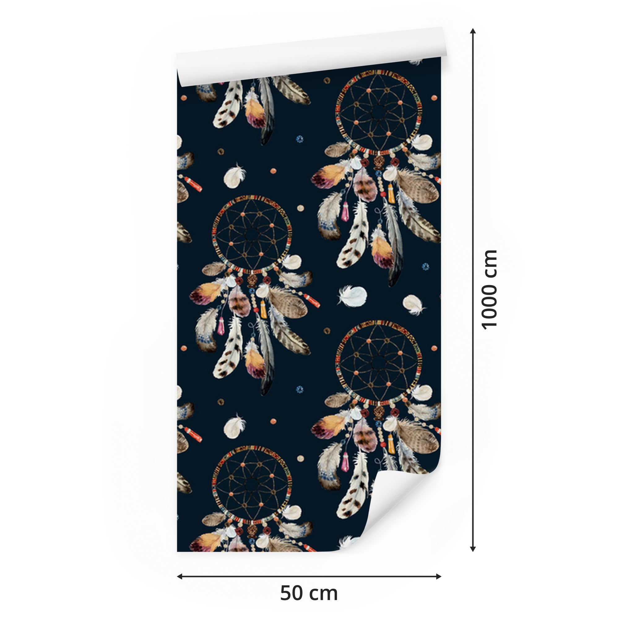 Vliestapete Traumfänger im Boho-Stil 50 x 1000 cm | Ausdrucksstarke Bildgestaltung; Charaktervoller Raumschmuck; Harmonische Akzentfläche; Kleister im Set