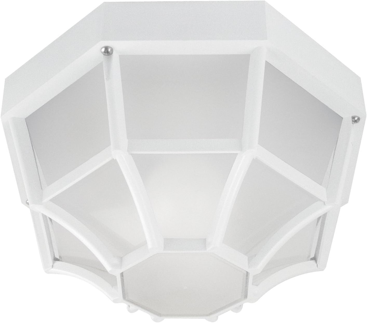 Sunlite 48242-SU DOD/OC/WH/FR/GU24 Decorative Outdoor Energy Saving Octagonal Collection Polycarbonate Fixture, White Finish, Frosted Lens