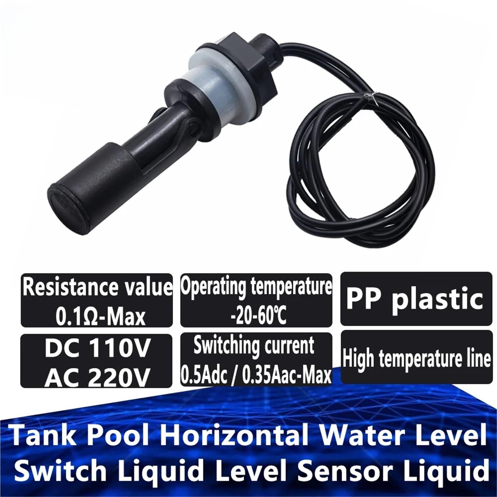 1 Uds Interruptor de Nivel Agua Horizontal Sensor líquido PP Flotador Bola plástico
