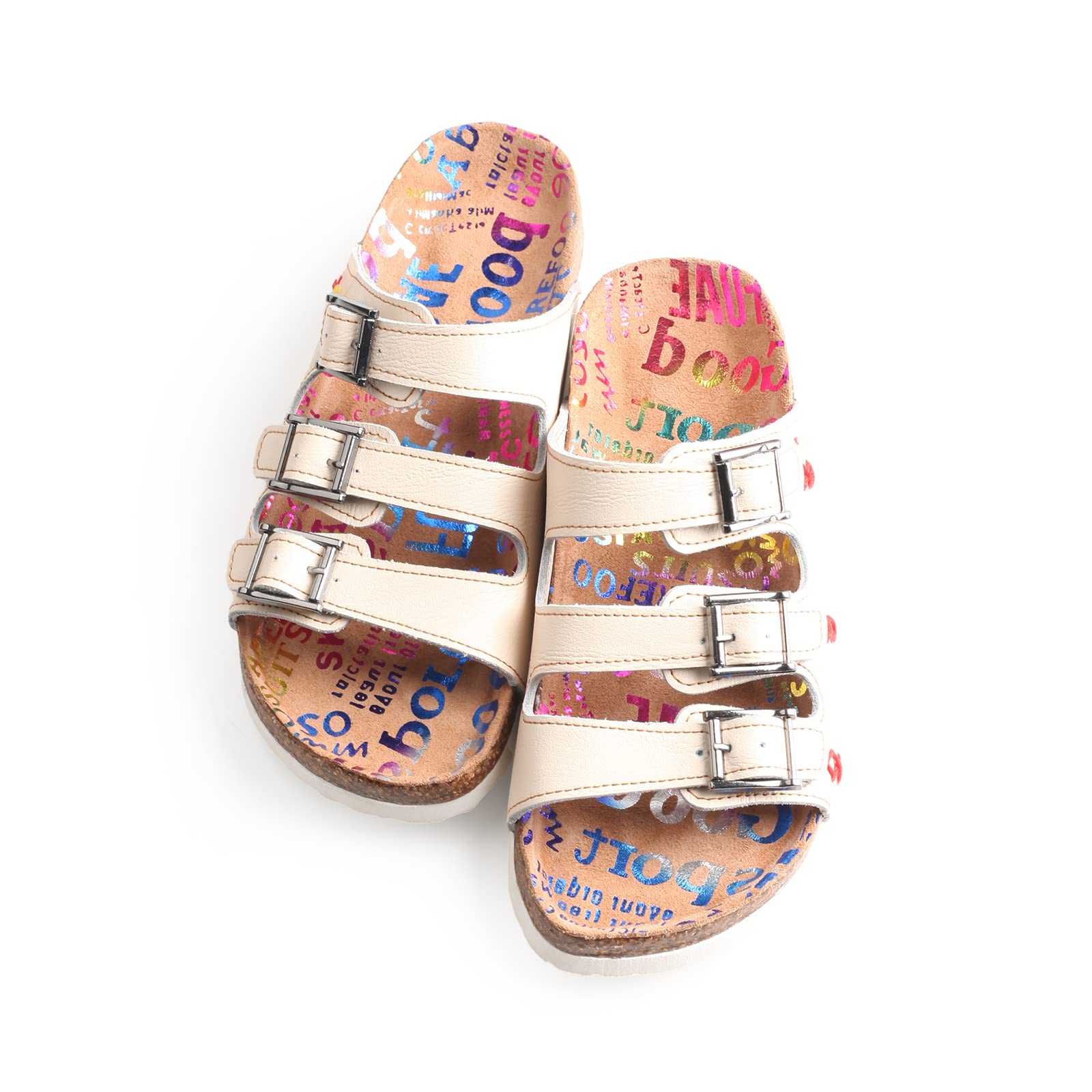 TMA EYES Women's hand stitching Open Toe Footbed Sandals Leather Lightweight Casual Slippers