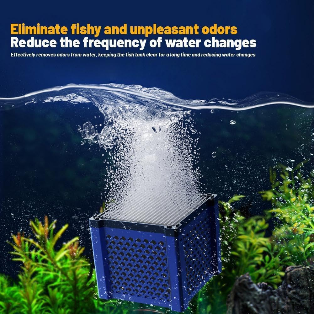 Pure Cube - Filtro per acquario, purificatore per cavalli, eco-acquario con struttura a nido d'ape per acquari, stagni, acquari, purificazione (2 pezzi, blu)